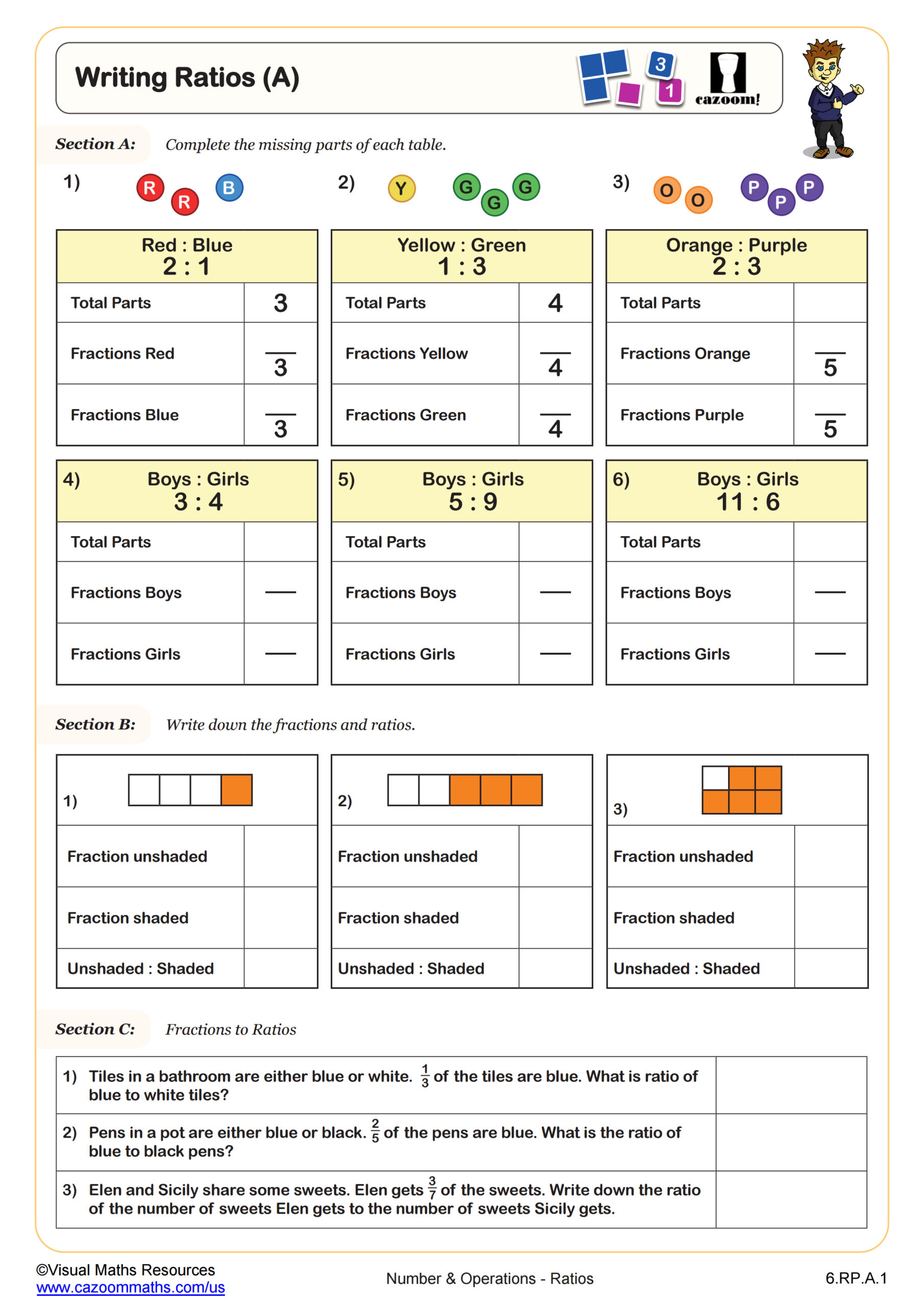 Writing Ratios A Worksheet Scaled