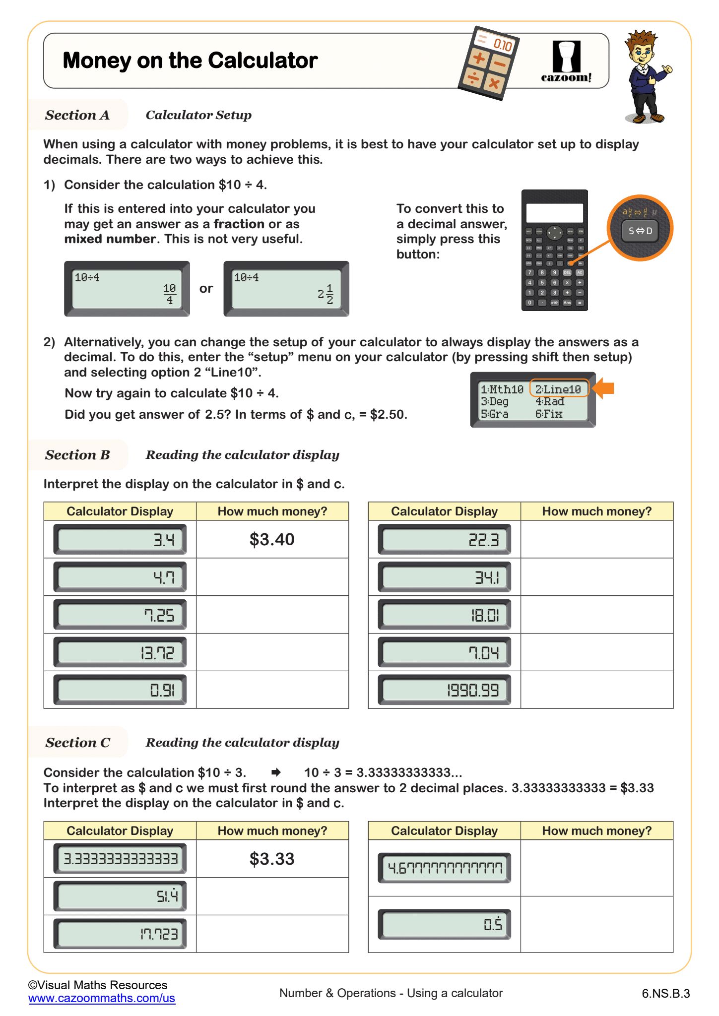 Preview of Money on the Calculator