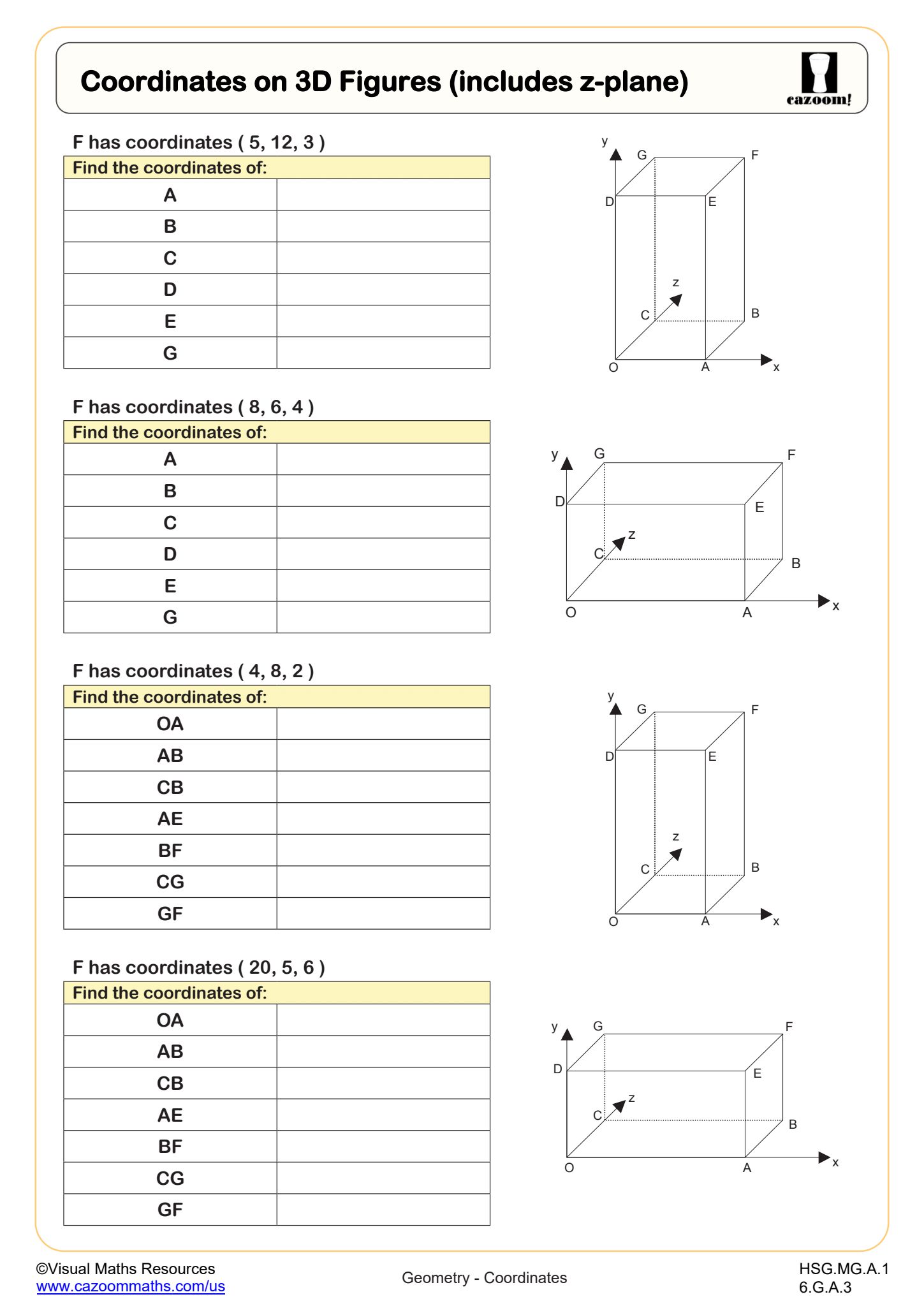 Preview of Coordinates on 3D Figures (includes z-plane)