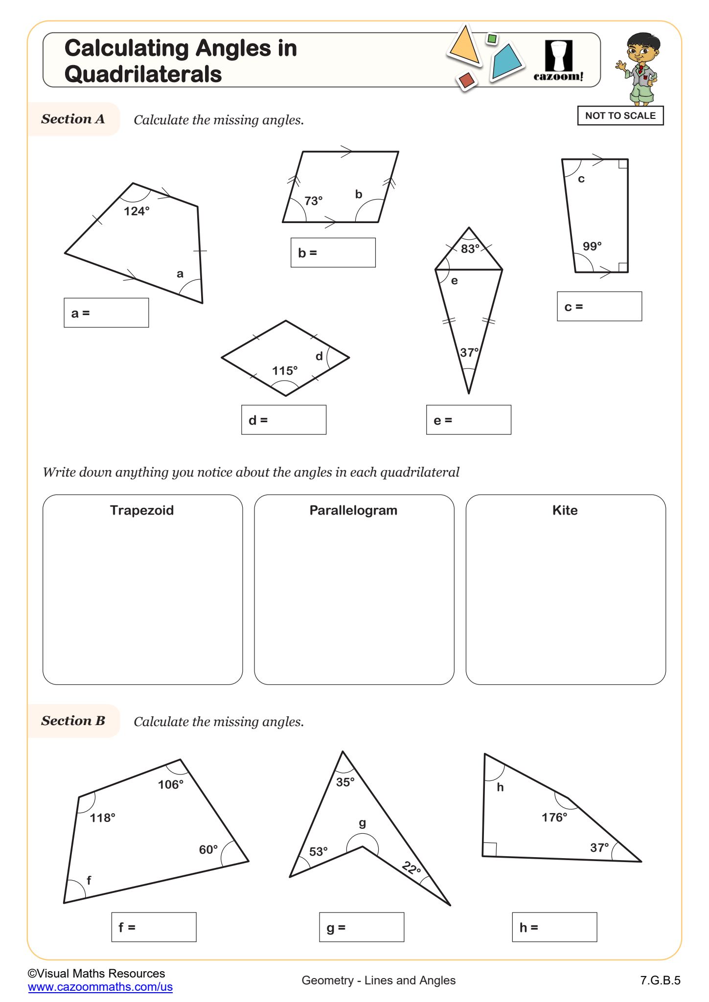 Preview of Calculating Angles in Quadrilaterals
