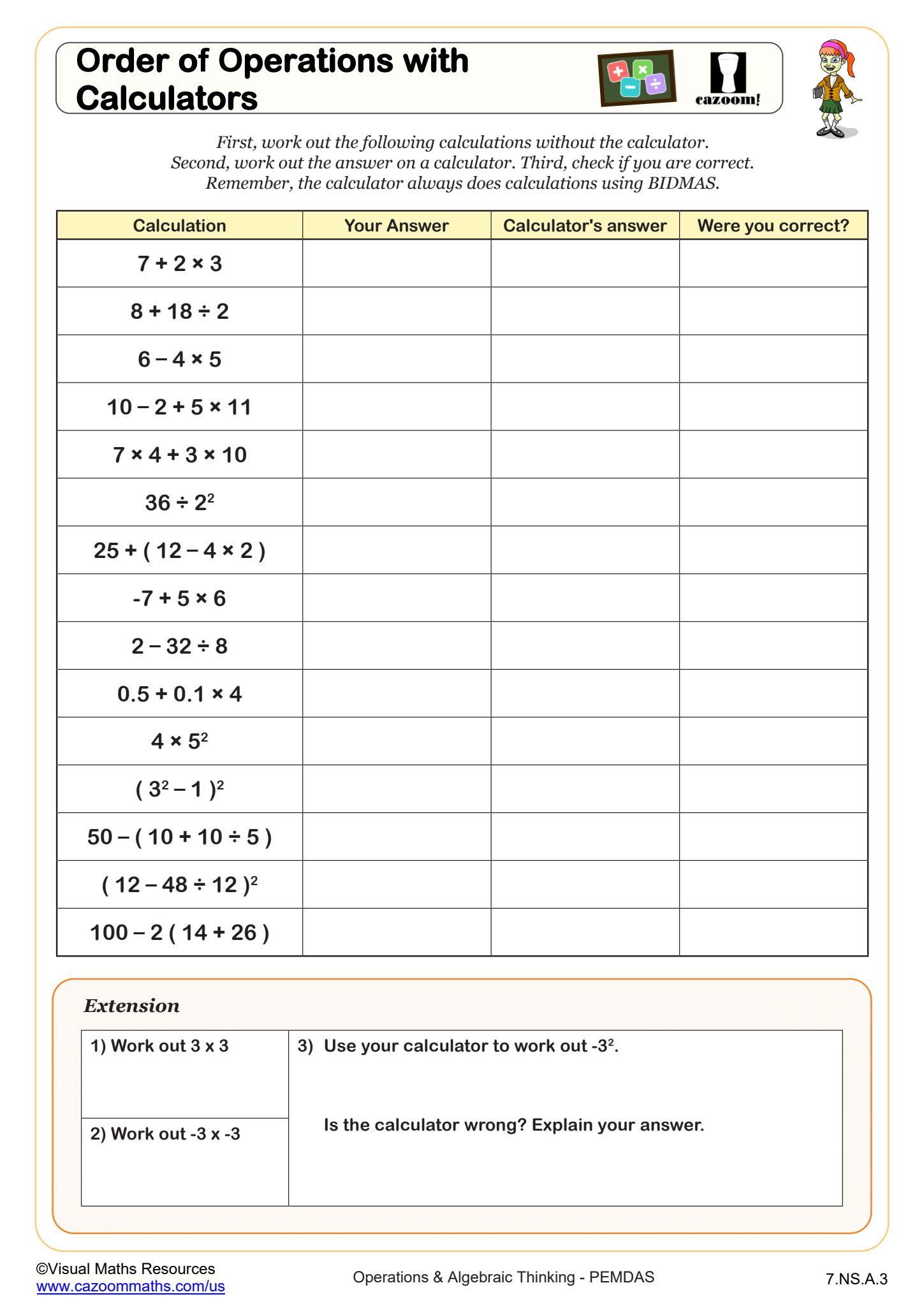 Preview of Order of Operations with Calculators