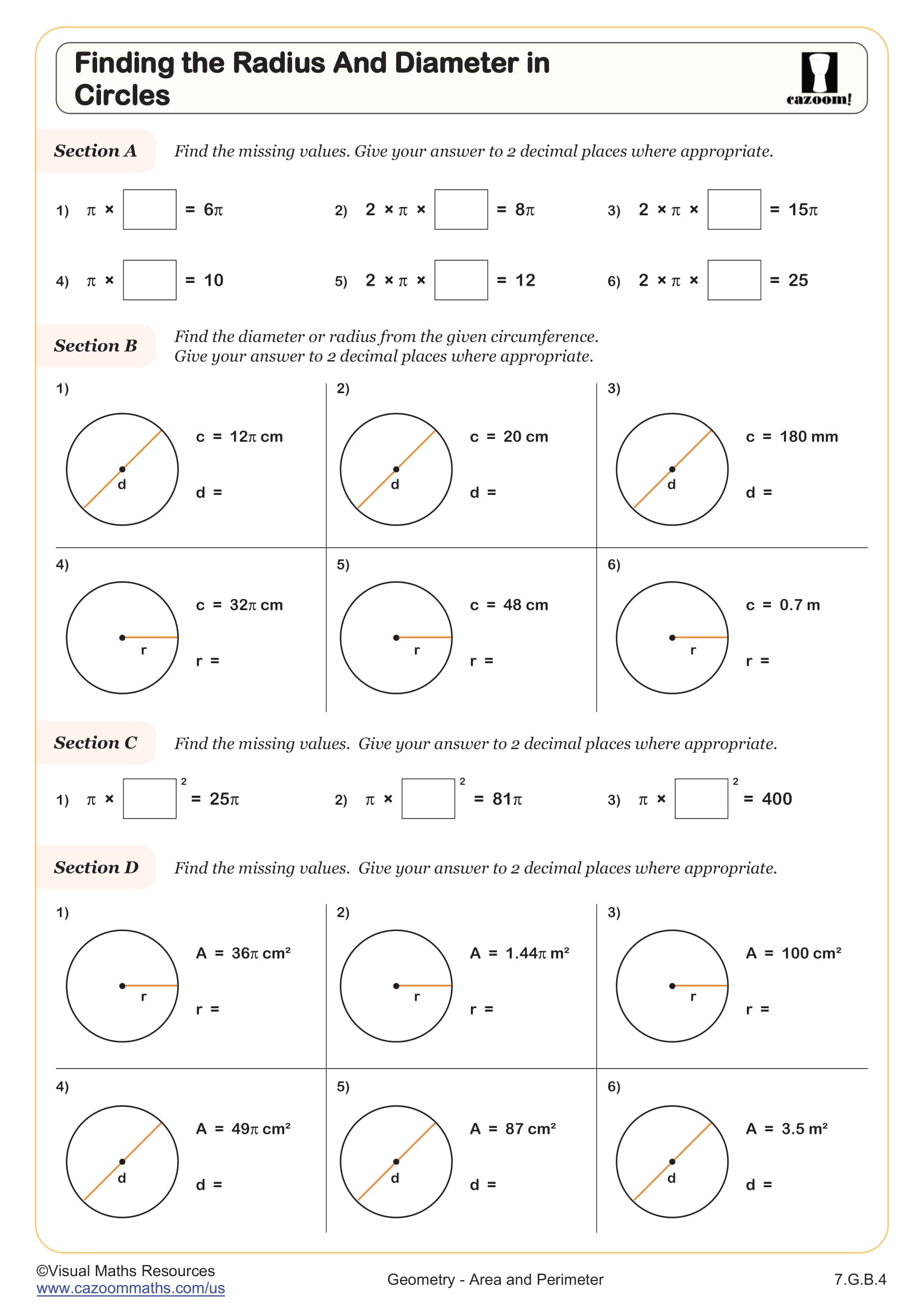 Preview of Finding the Radius and Diameter in Circles