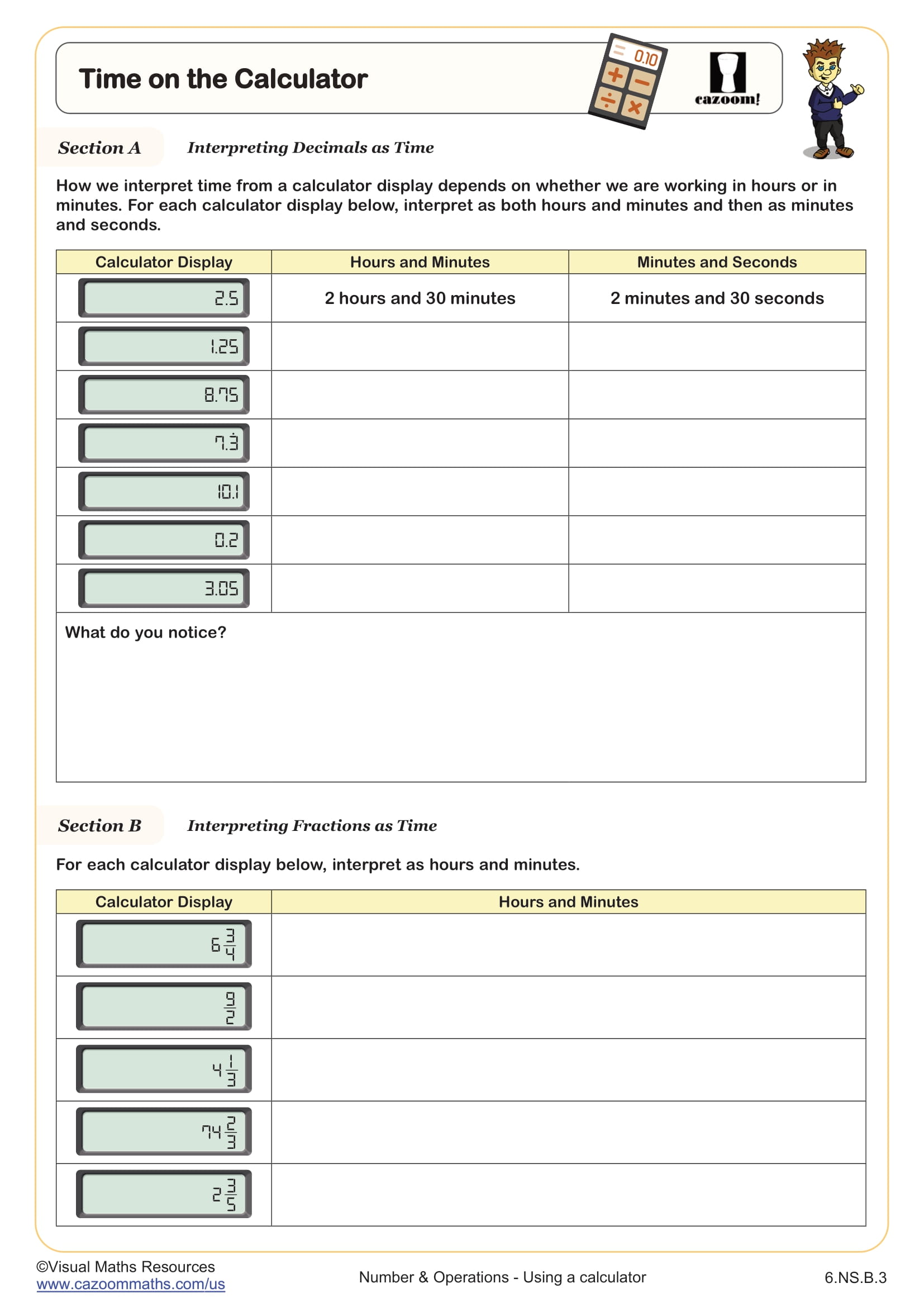 Preview of Time on the Calculator