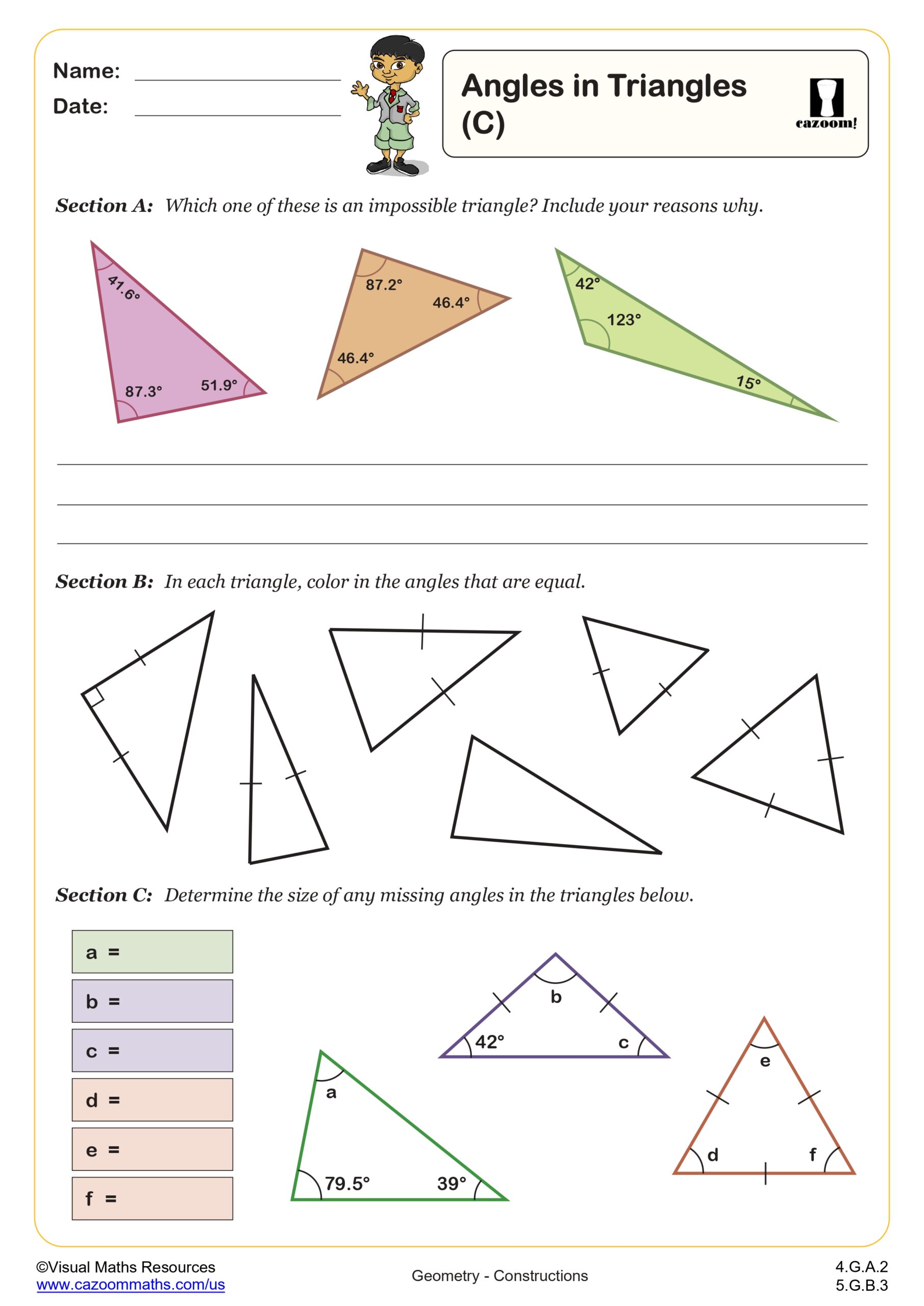 Preview of Angles in Triangles (C)