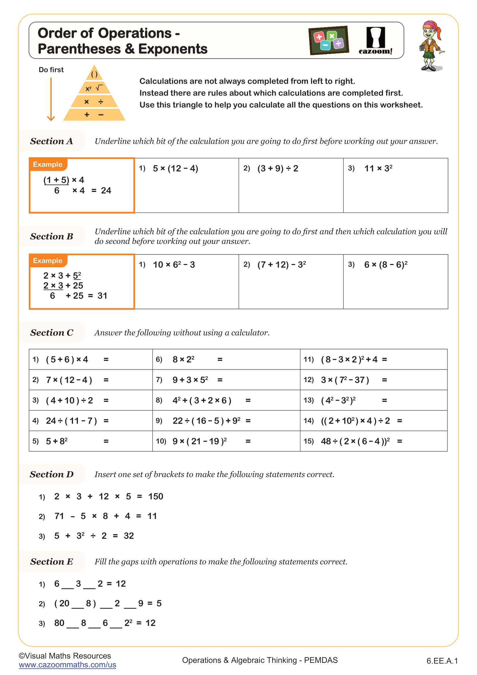 Preview of Order of Operations - Parentheses & Exponents