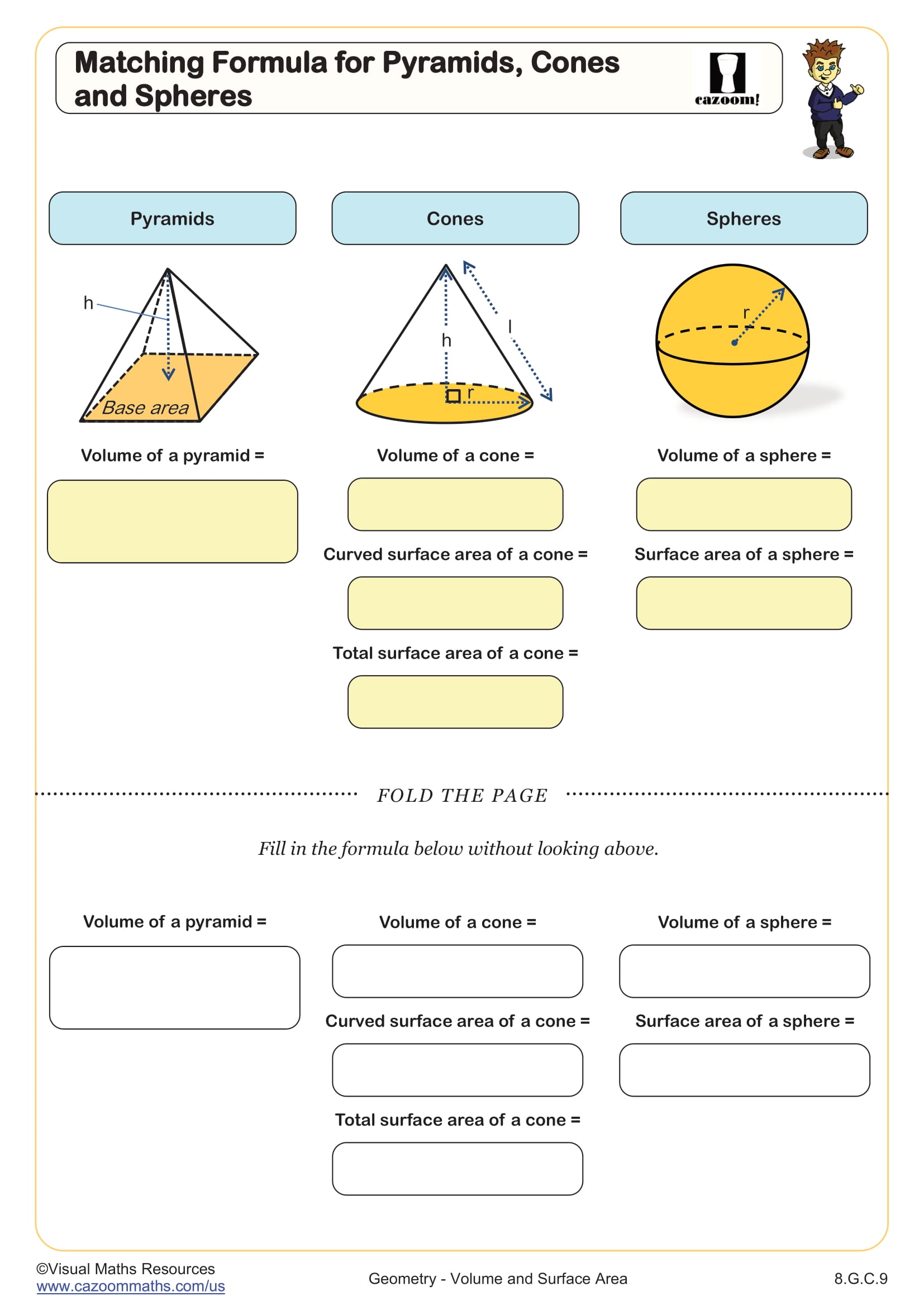 Preview of Matching Formulas for Pyramids, Cones, and Spheres