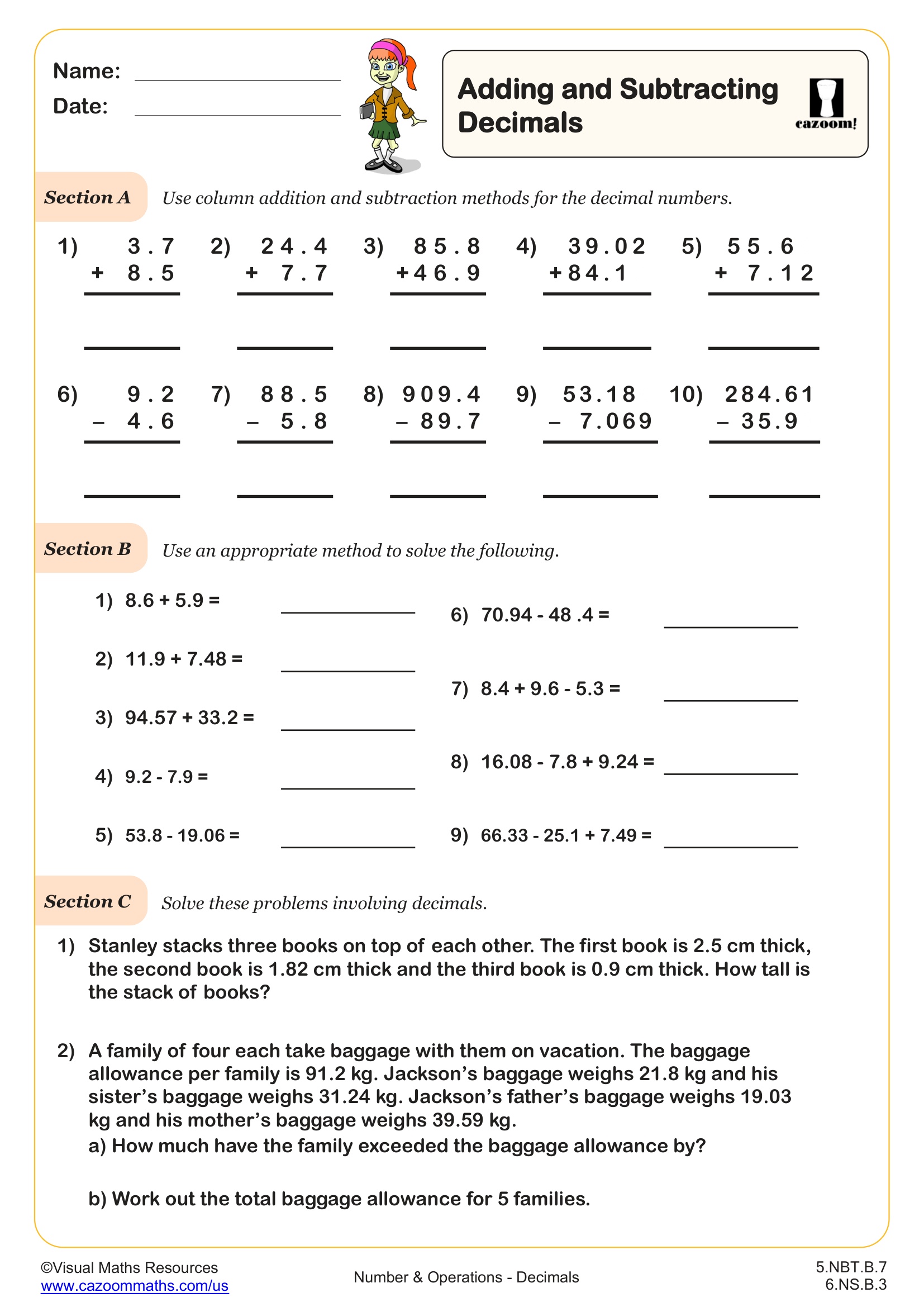 Preview of Adding and Subtracting Decimals