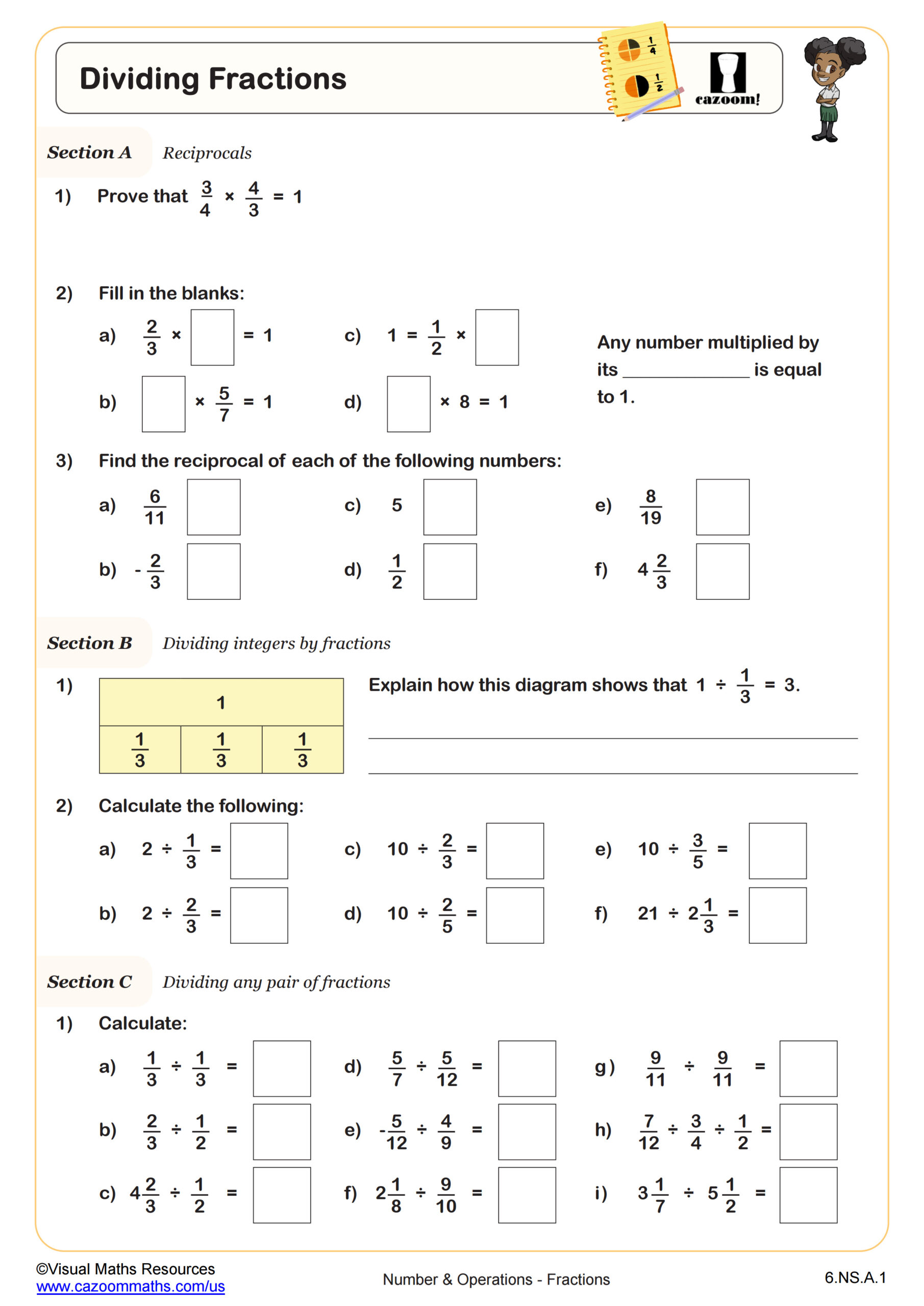 Dividing Fractions Worksheet Scaled
