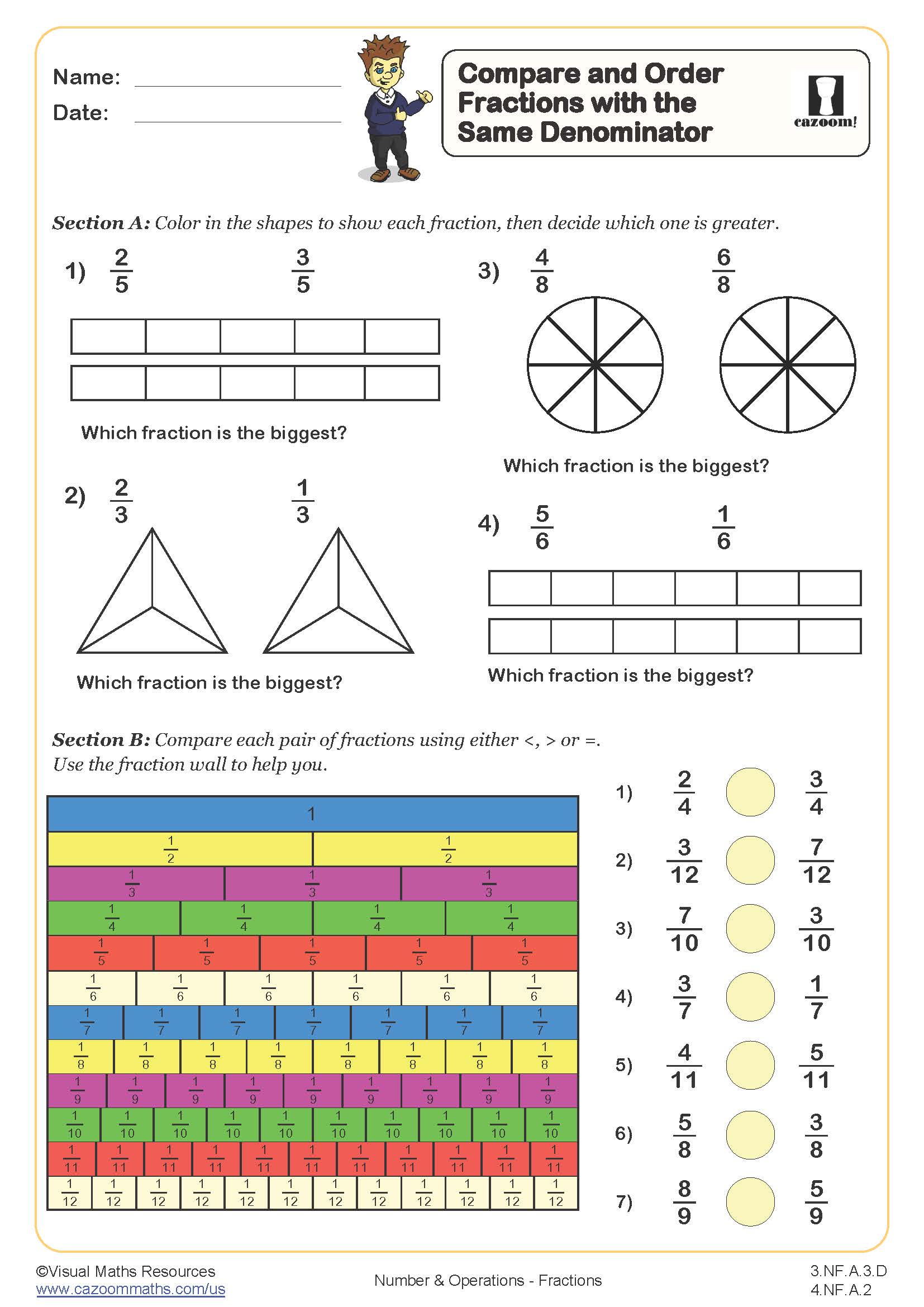 Preview of Compare and Order Fractions
