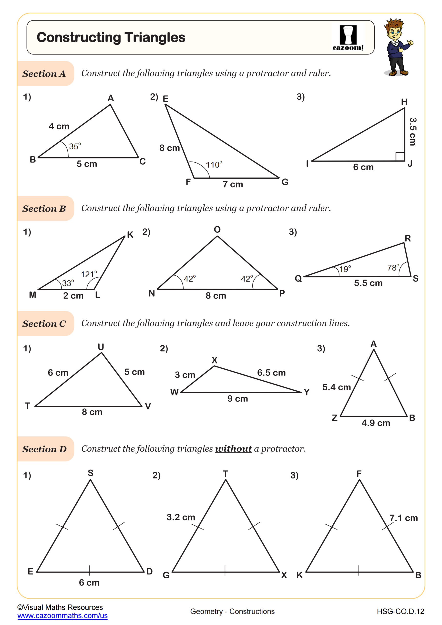 Constructing Triangles Worksheet Scaled