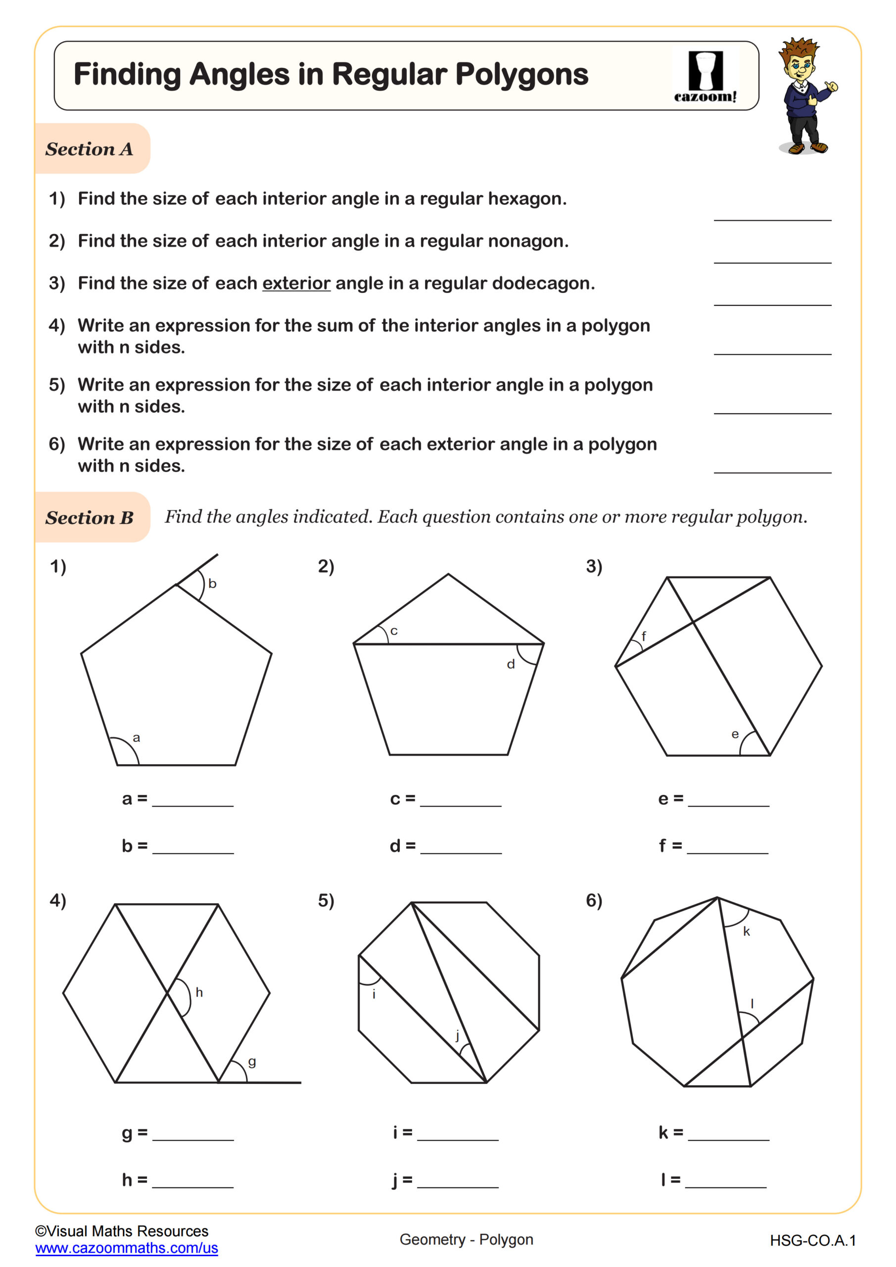 Finding Angles In Regular Polygons Worksheet Scaled