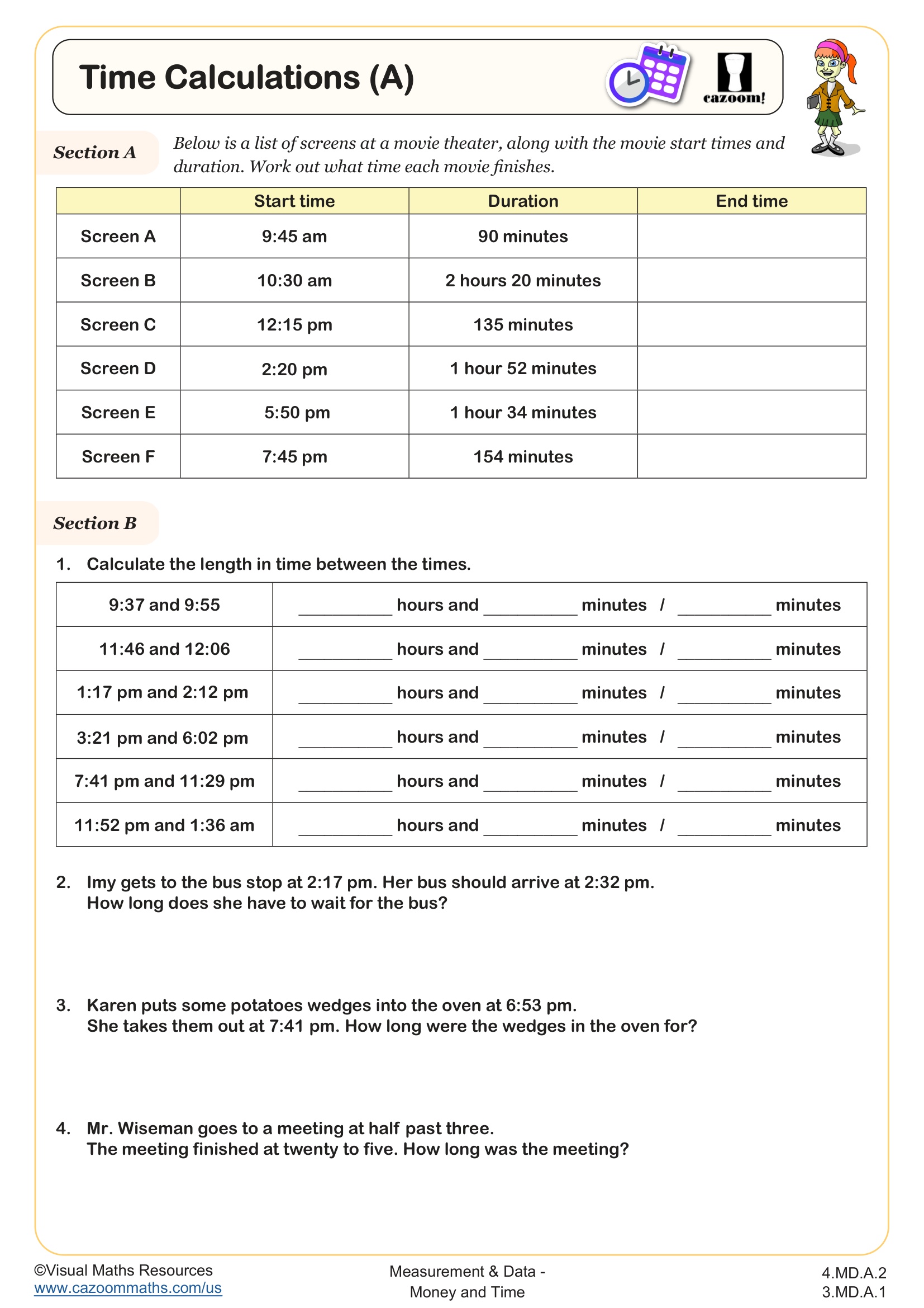 Preview of Time Calculations (A)