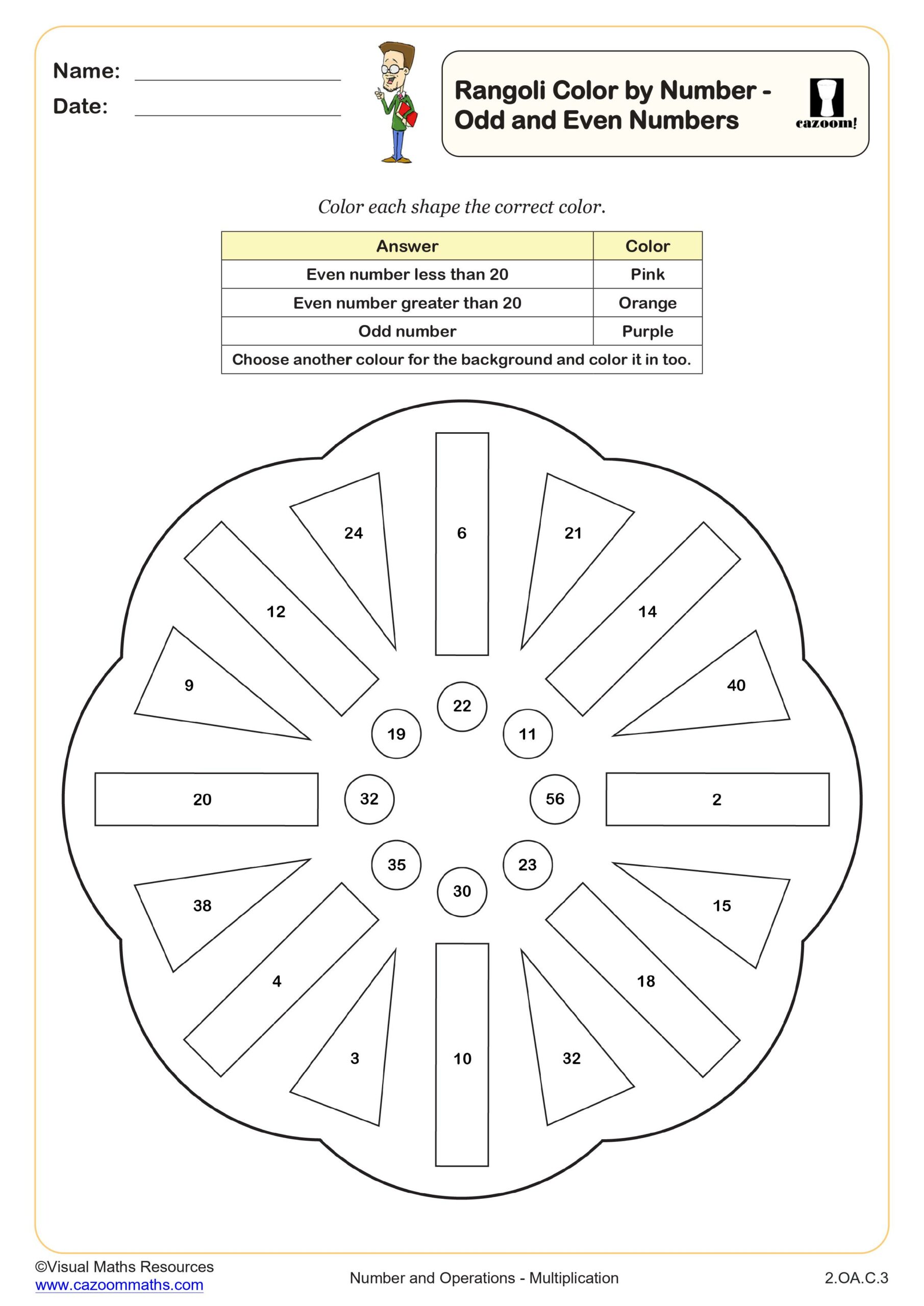 Preview of Rangoli Color by Number - Odd and Even Numbers