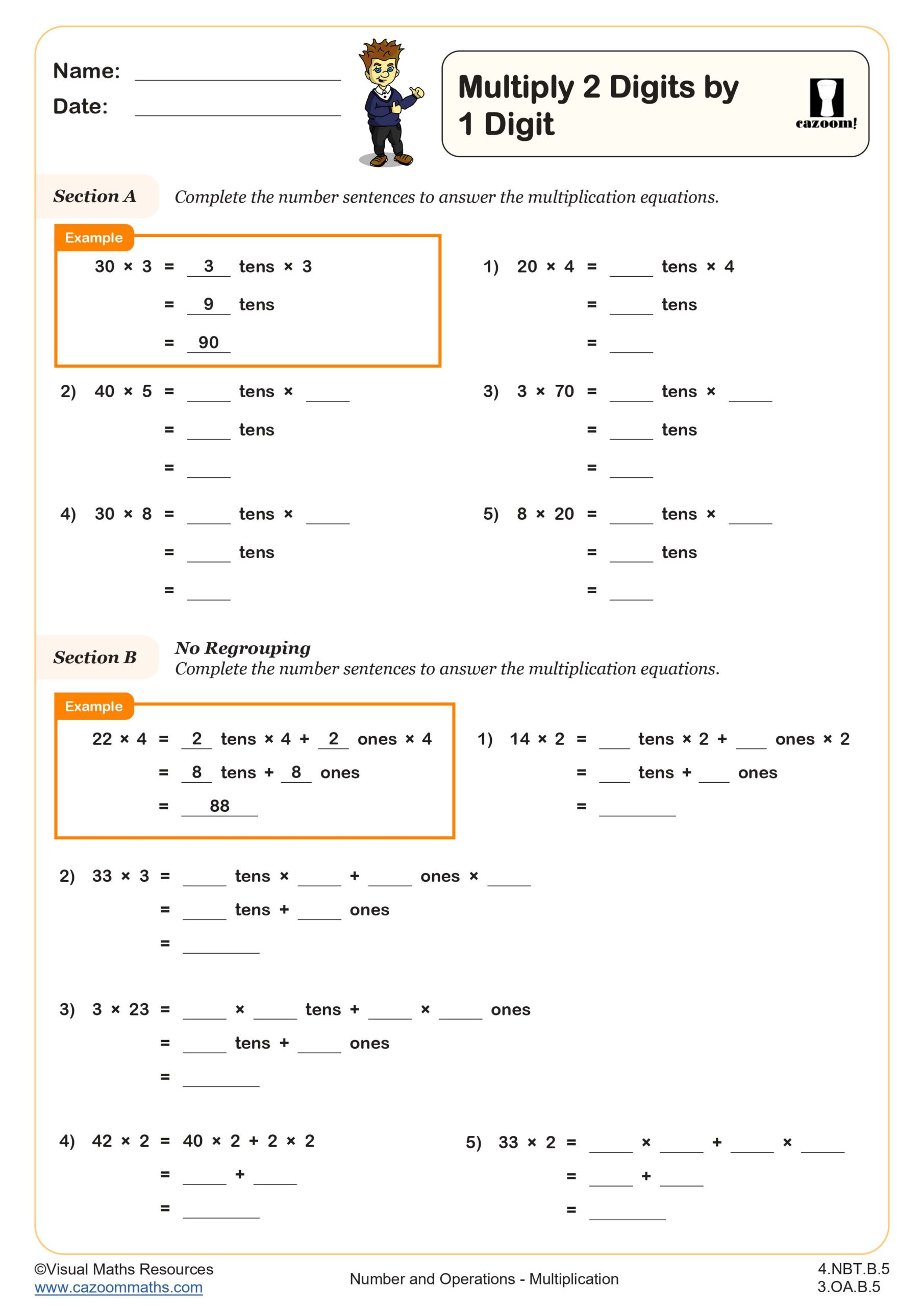 Preview of Multiply 2 Digits by 1 Digit