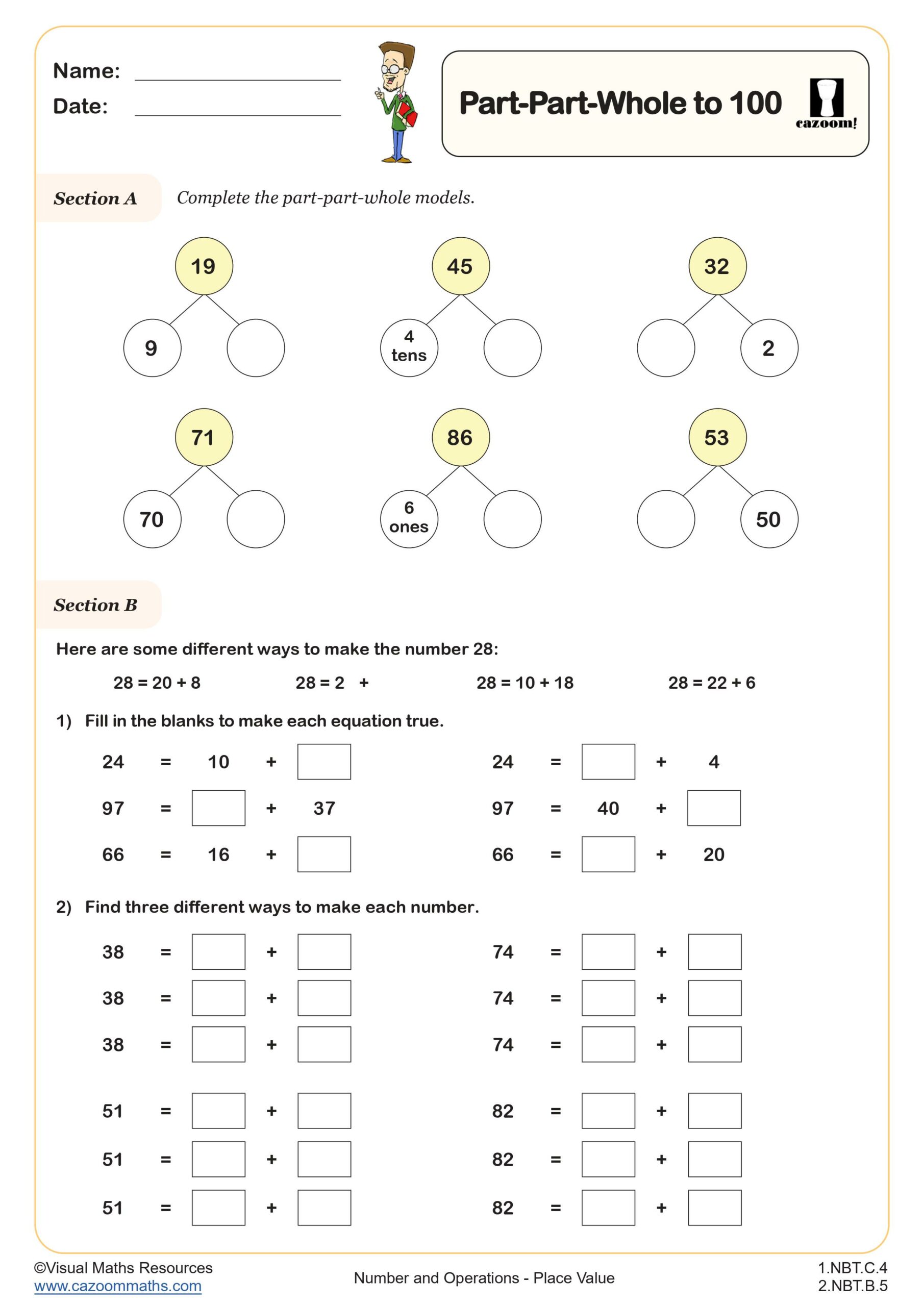 Preview of Part Part Whole to 100