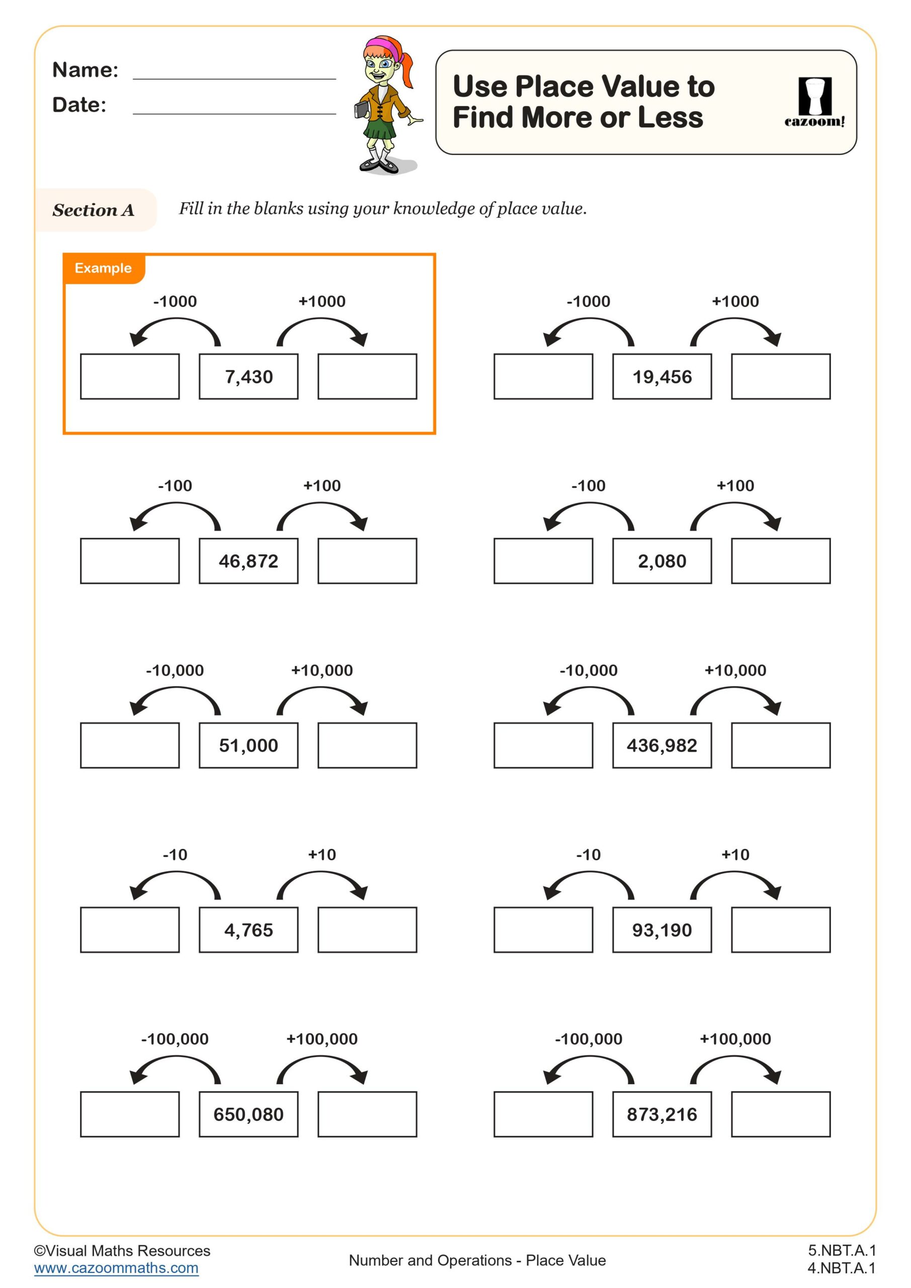 Preview of Use Place Value to Find More or Less