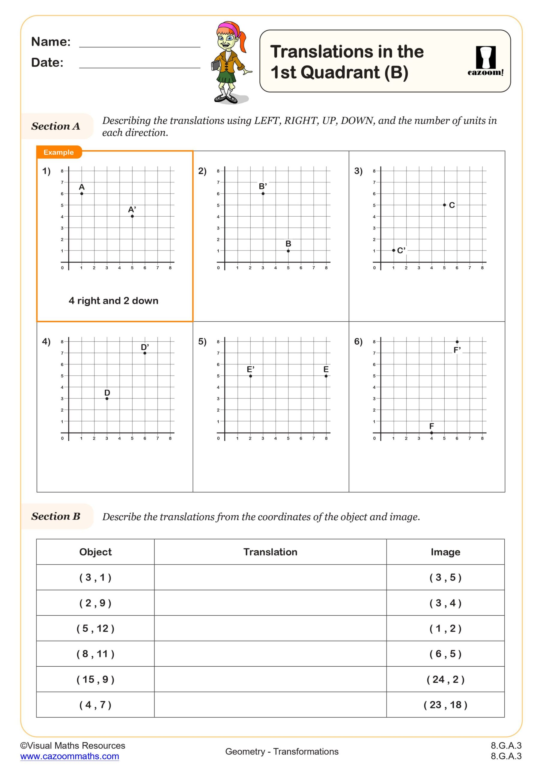 Preview of Translations in the 1st Quadrant (B)