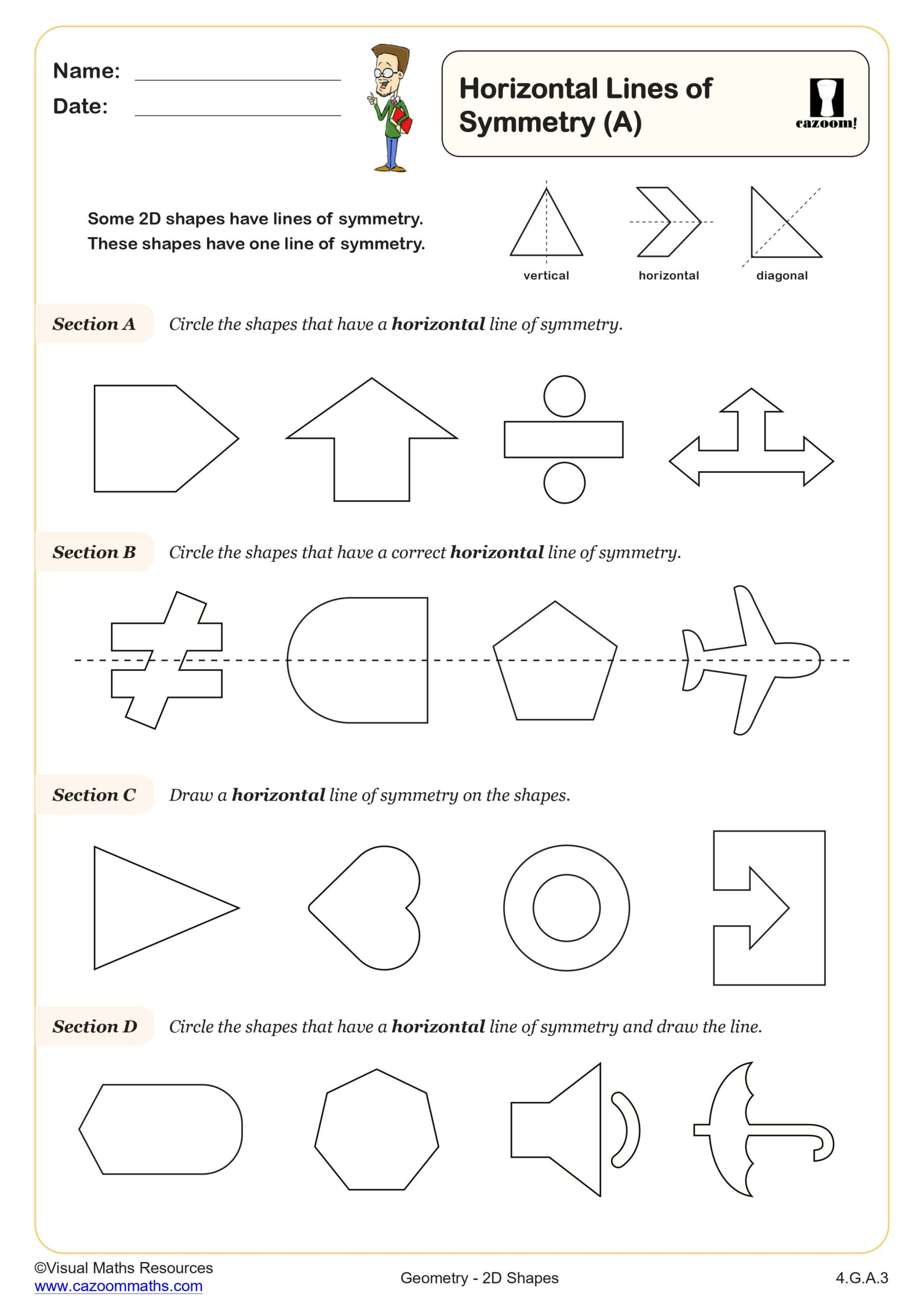 Preview of Horizontal Lines of Symmetry (A)