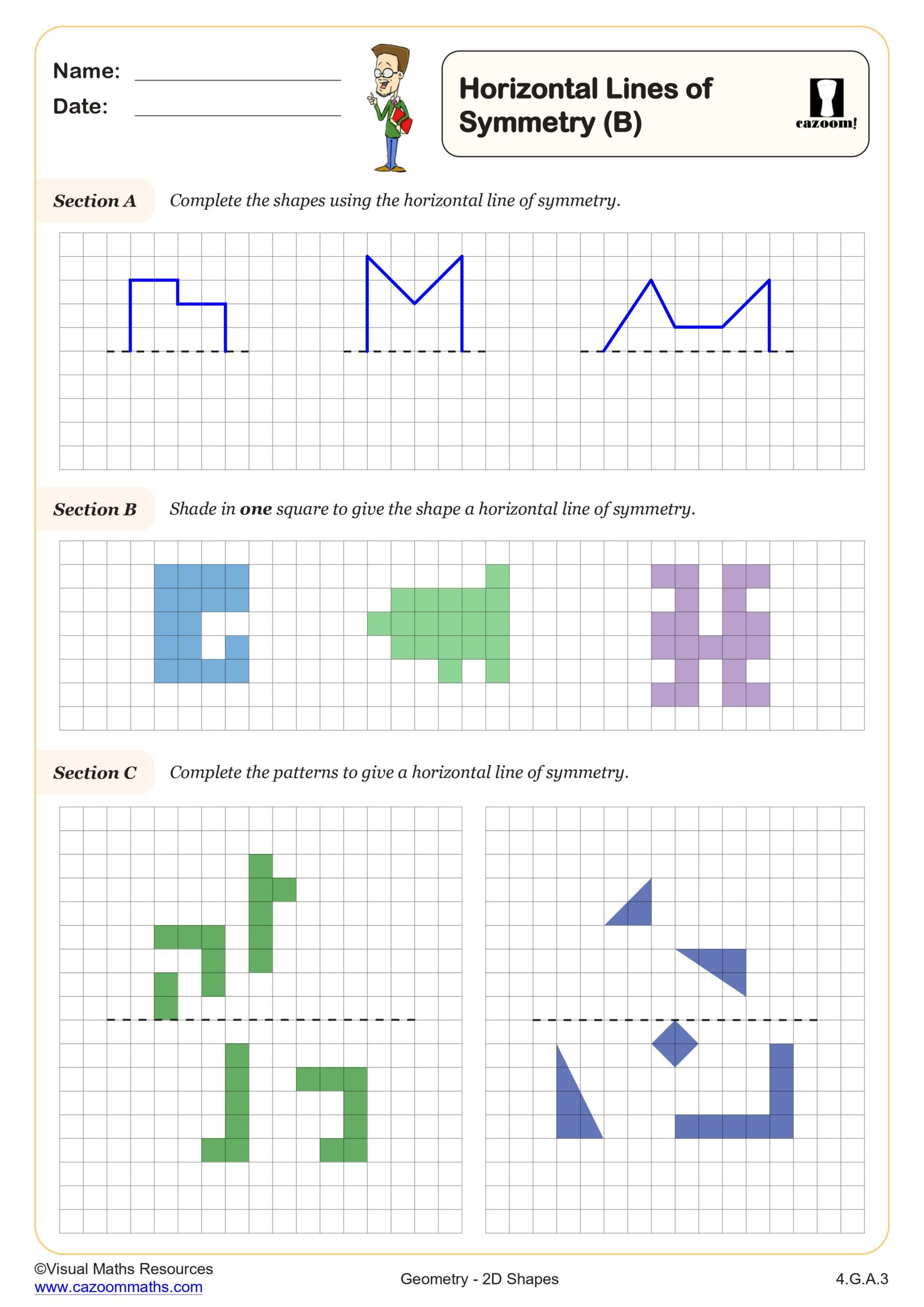 Preview of Horizontal Lines of Symmetry (B)