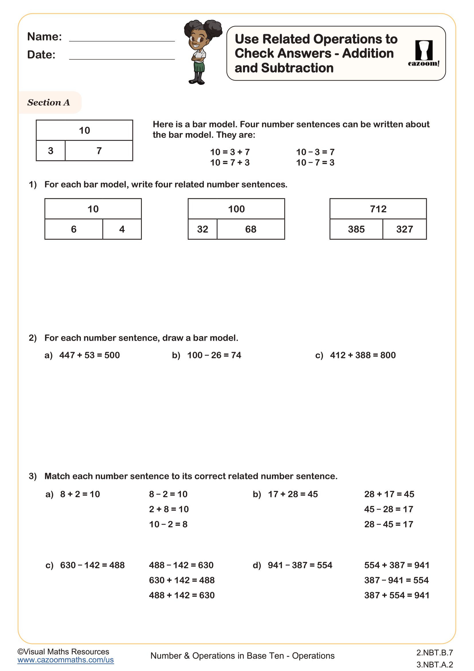Preview of Using Related Operations to Check Answers Addition and Subtraction