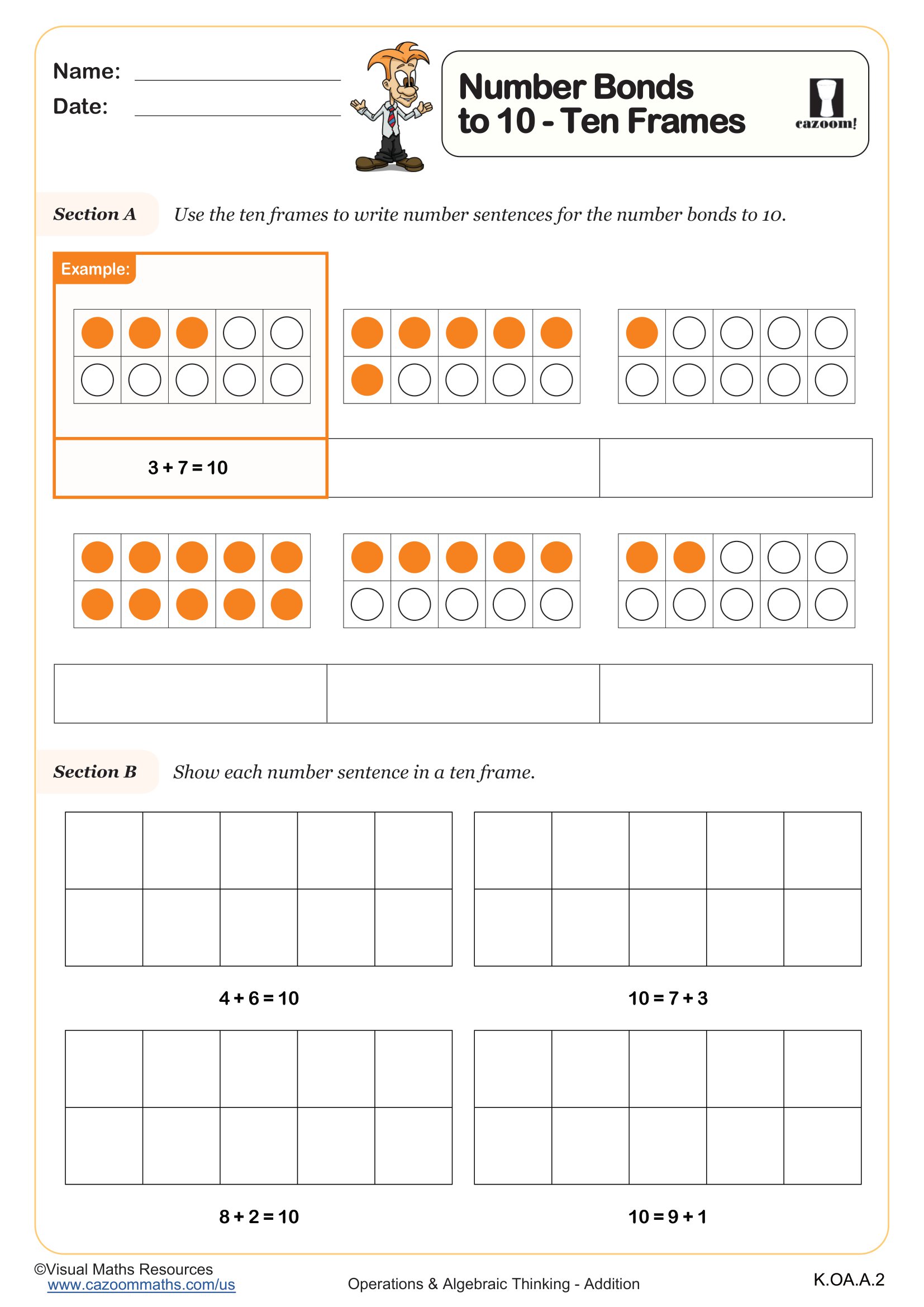 Preview of Number Bonds to 10 Ten Frames