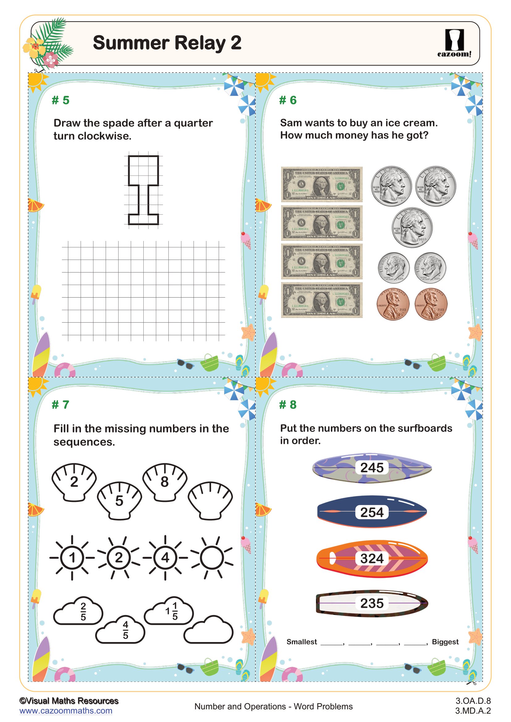 Preview of Summer Relay Pack 3rd Grade