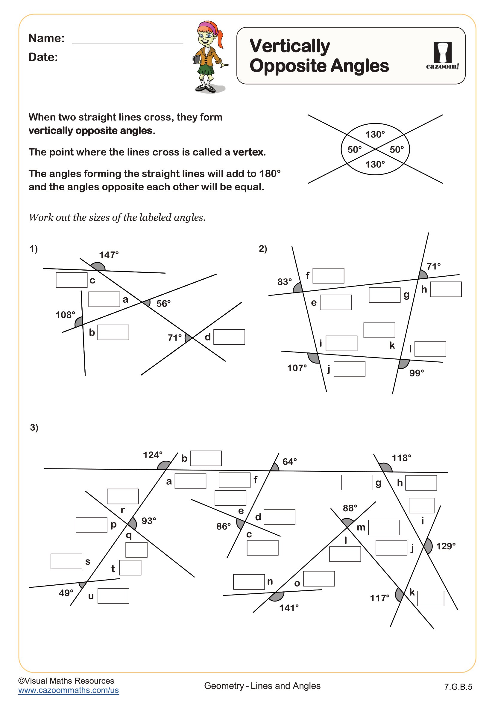 Preview of Vertically Opposite Angles