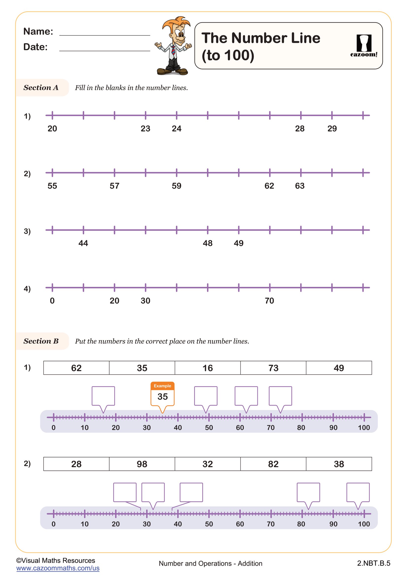 Preview of The Number Line to 100