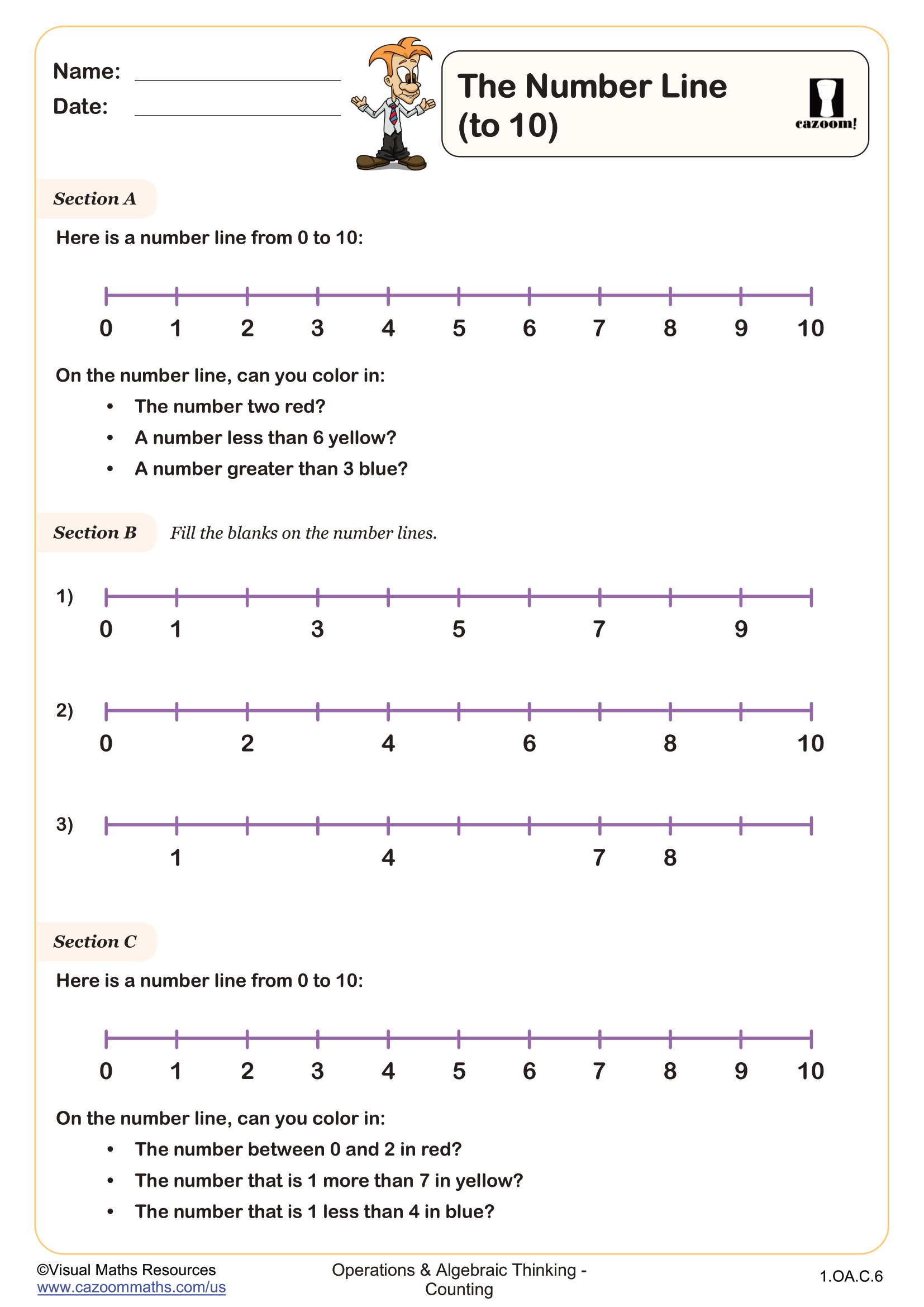 Preview of The Number Line (to 10)