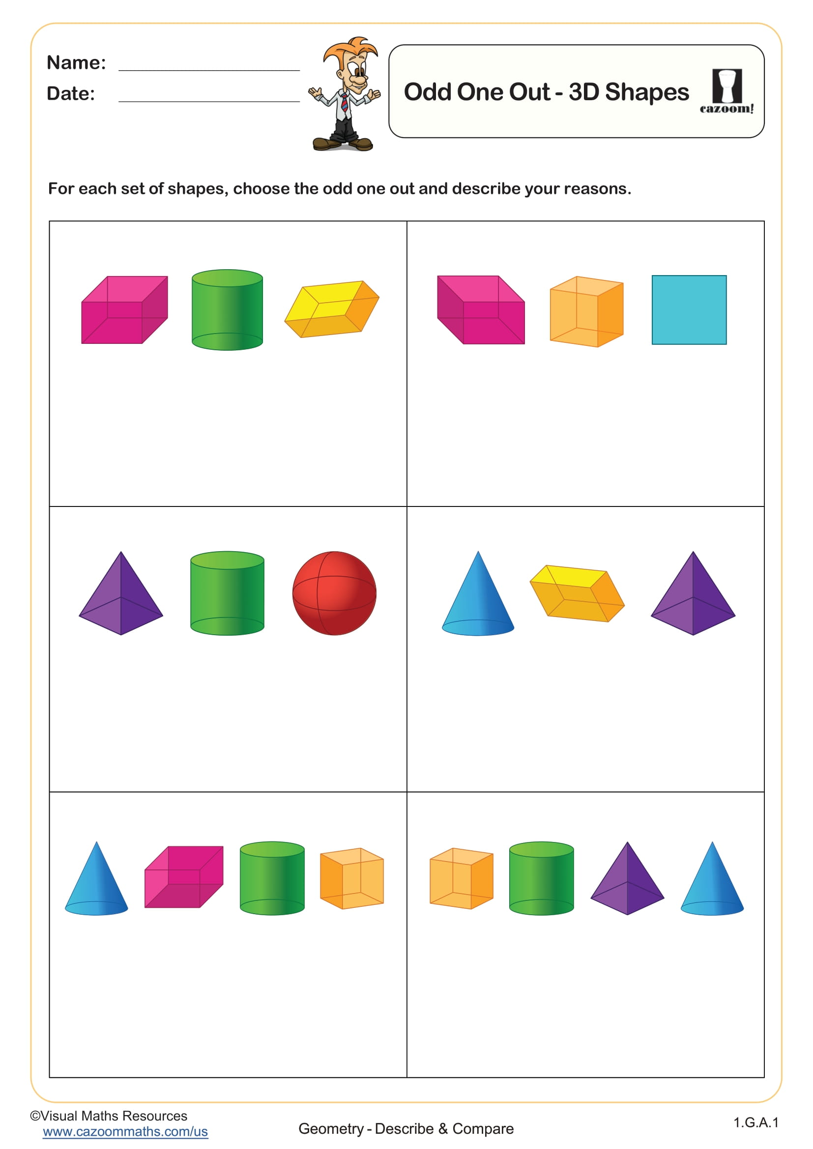 Preview of Odd One Out 3D Shapes