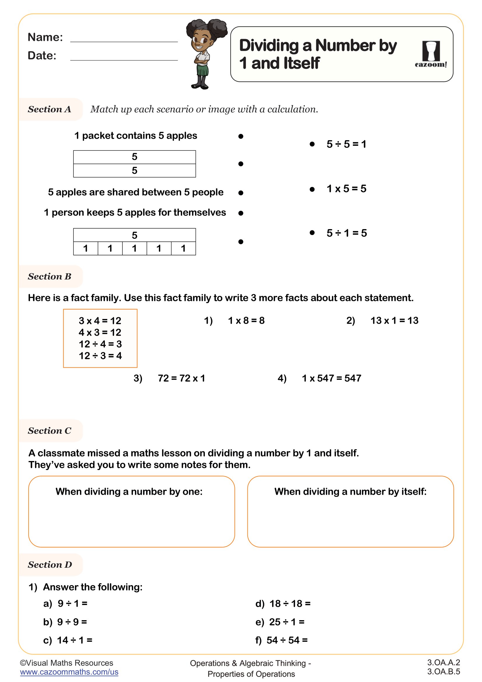 Preview of Dividing a Number by 1 and Itself