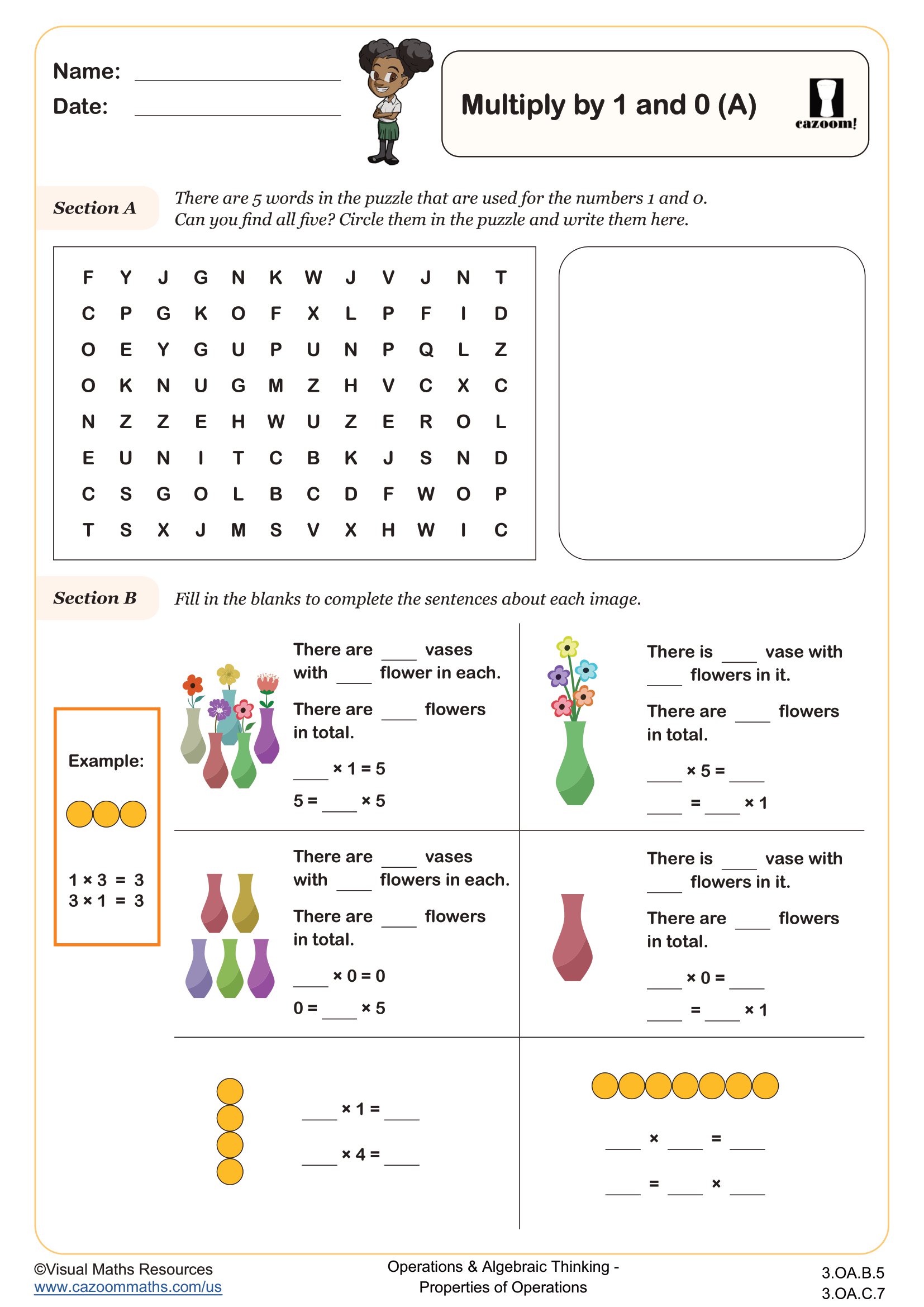 Preview of Multiplying by 1 and 0 (A)