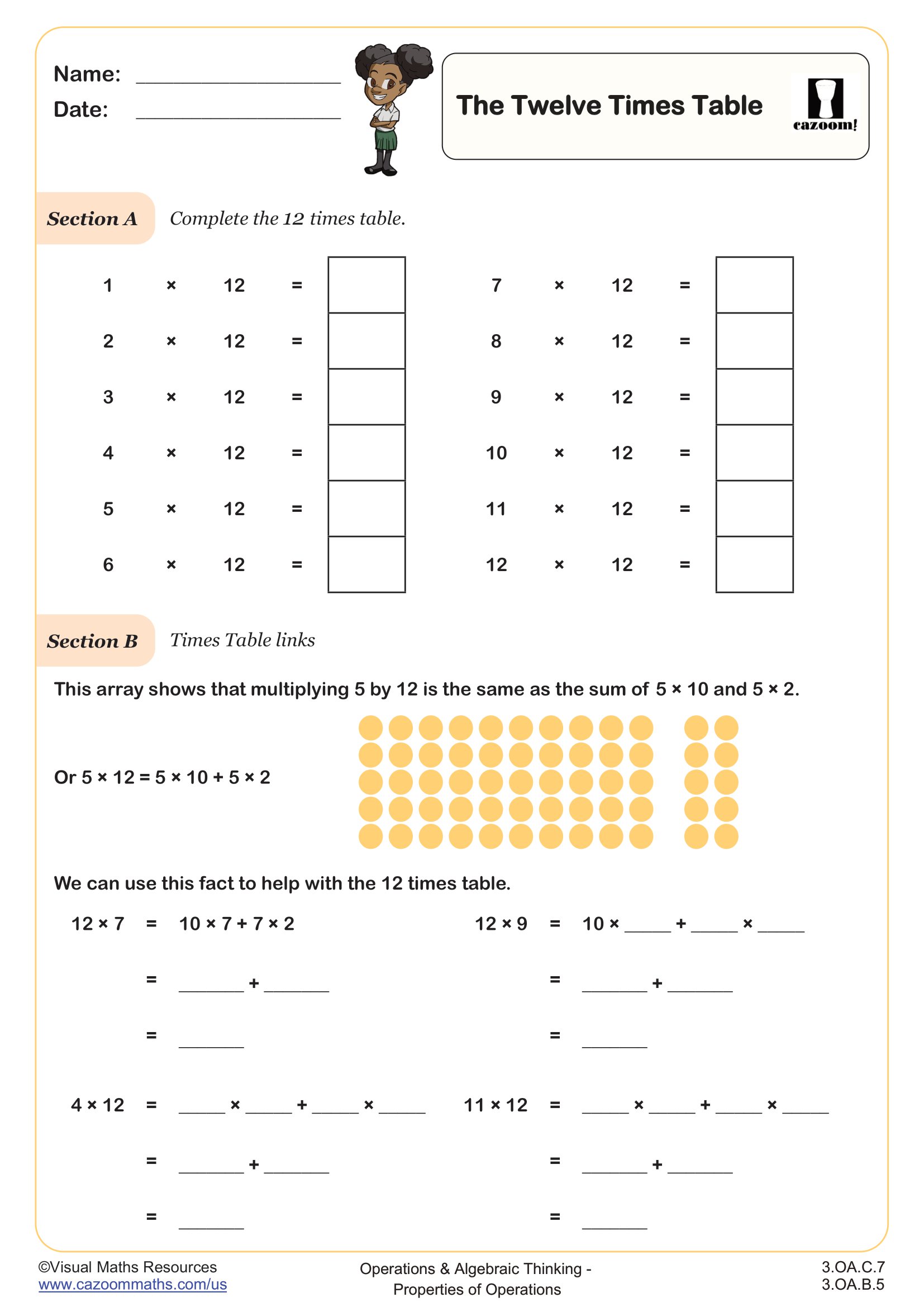 Preview of The 12 Times Table