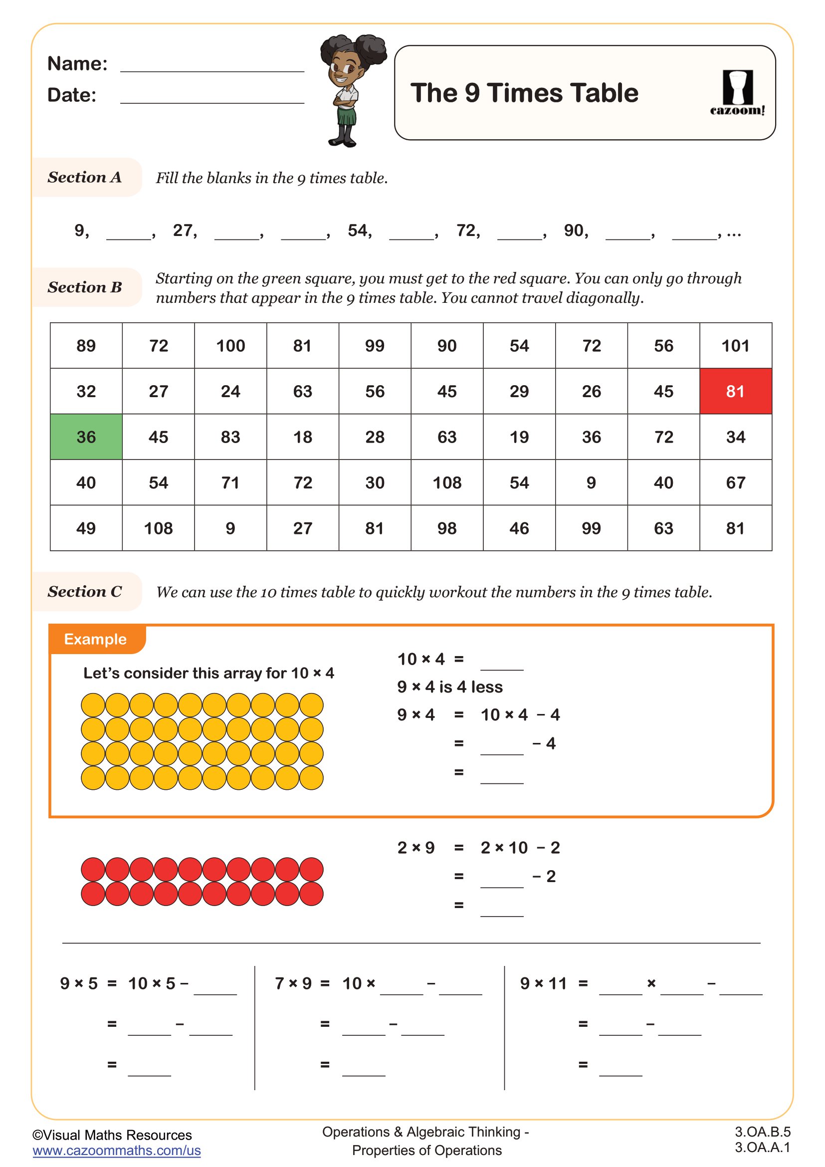 Preview of The 9 Times Table