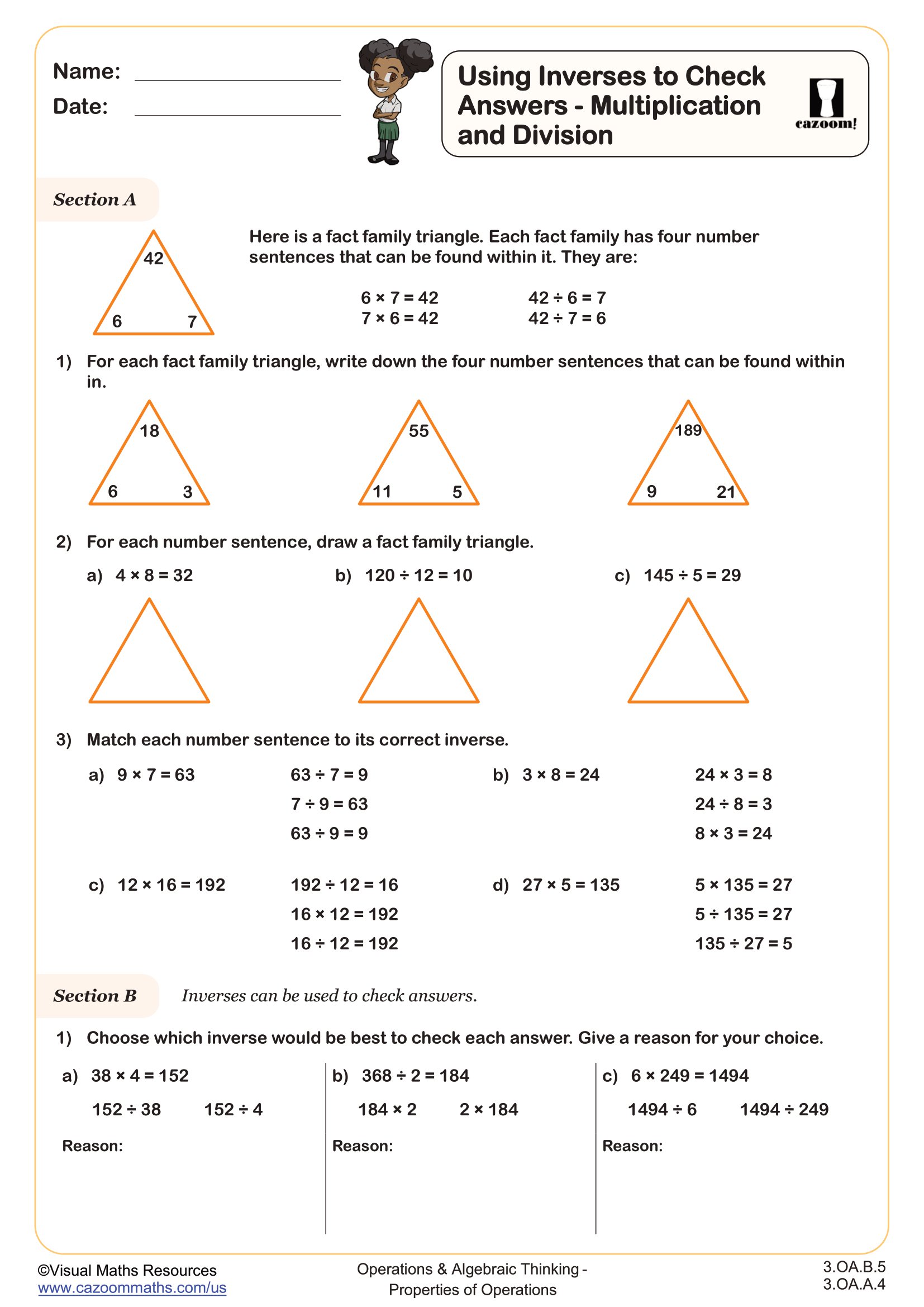 Preview of Using Inverses to Check Answers - Multiplication and Division