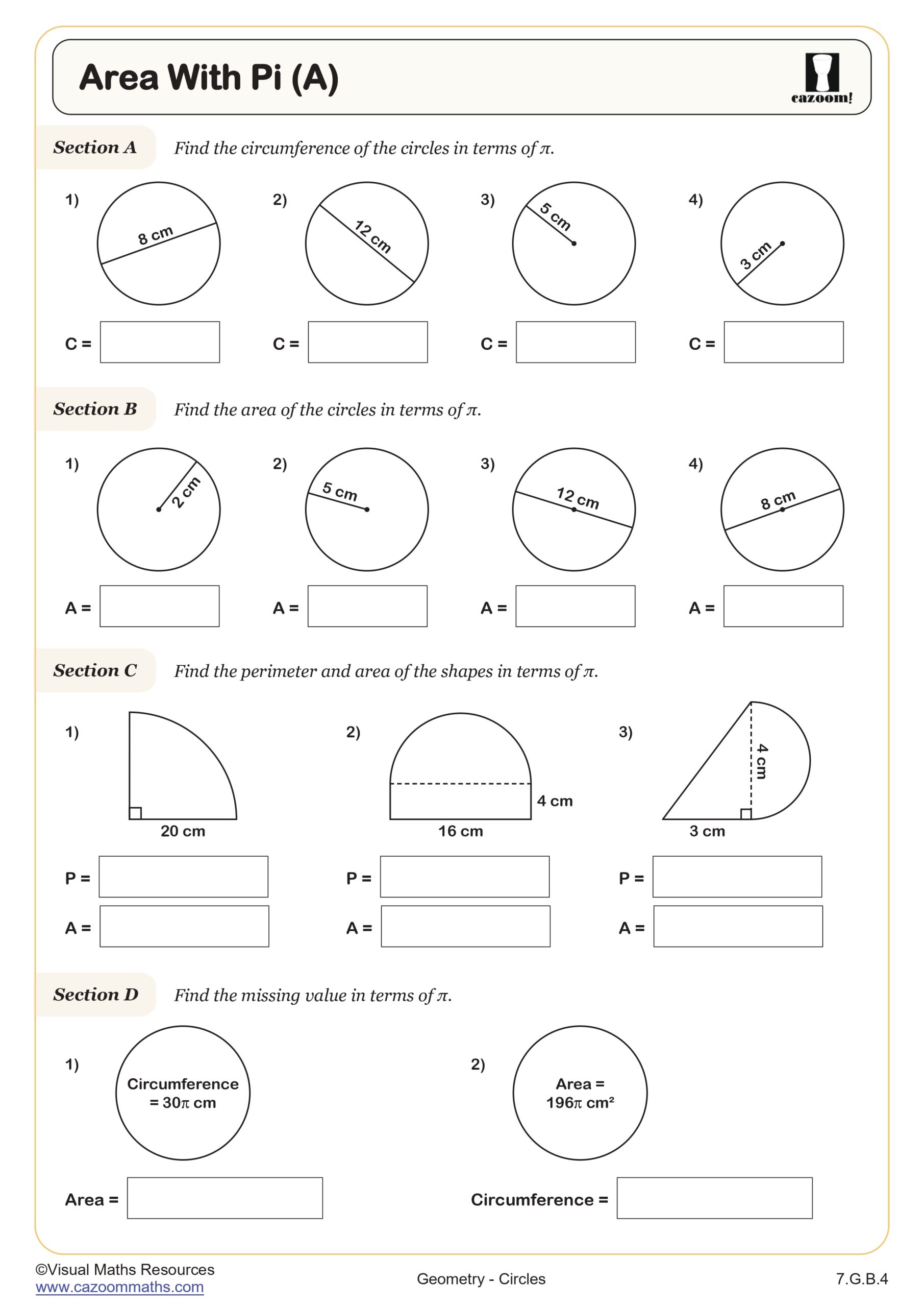 Preview of Area With Pi (A)