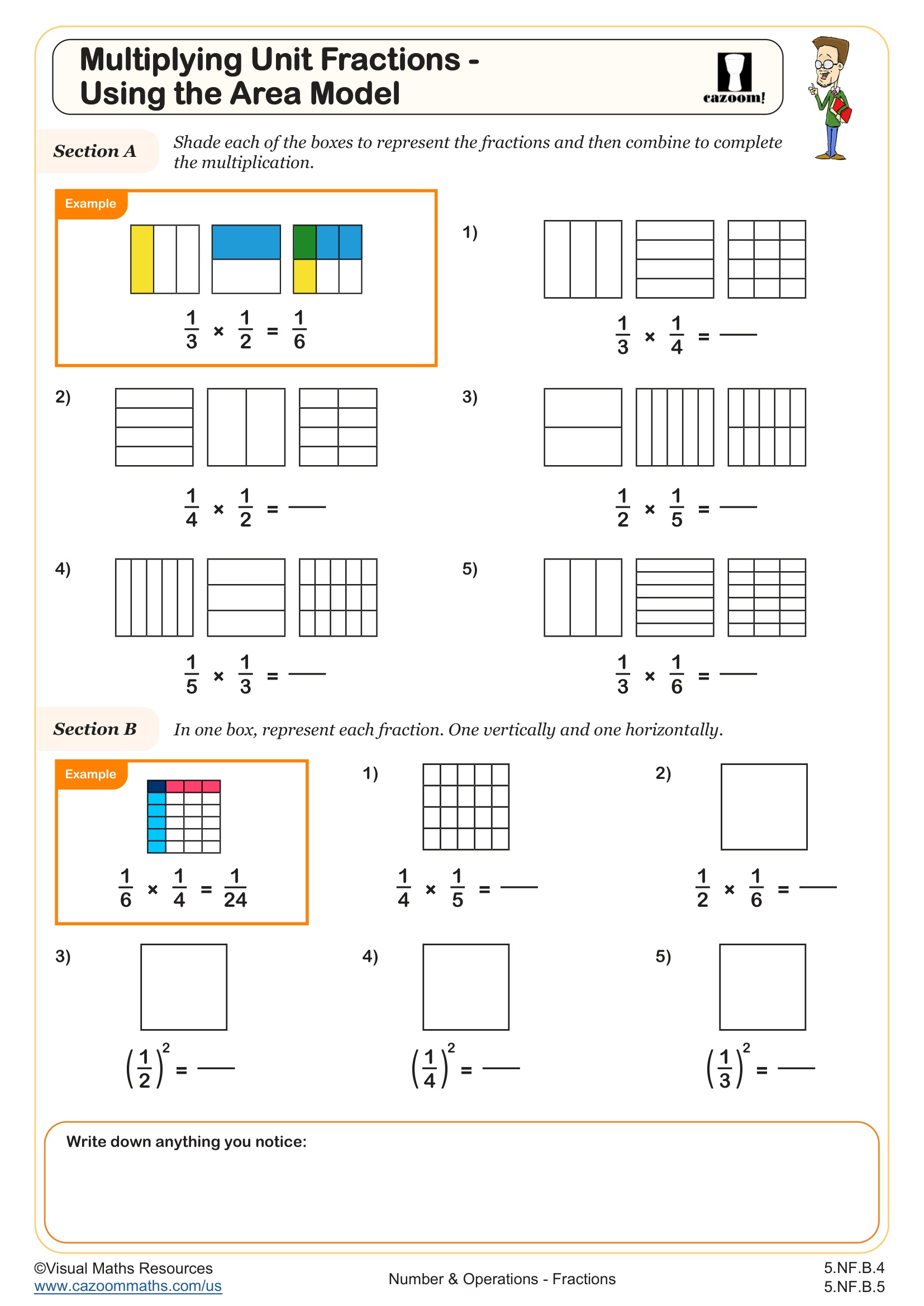 Preview of Multiplying Unit Fractions - Using the Area Model