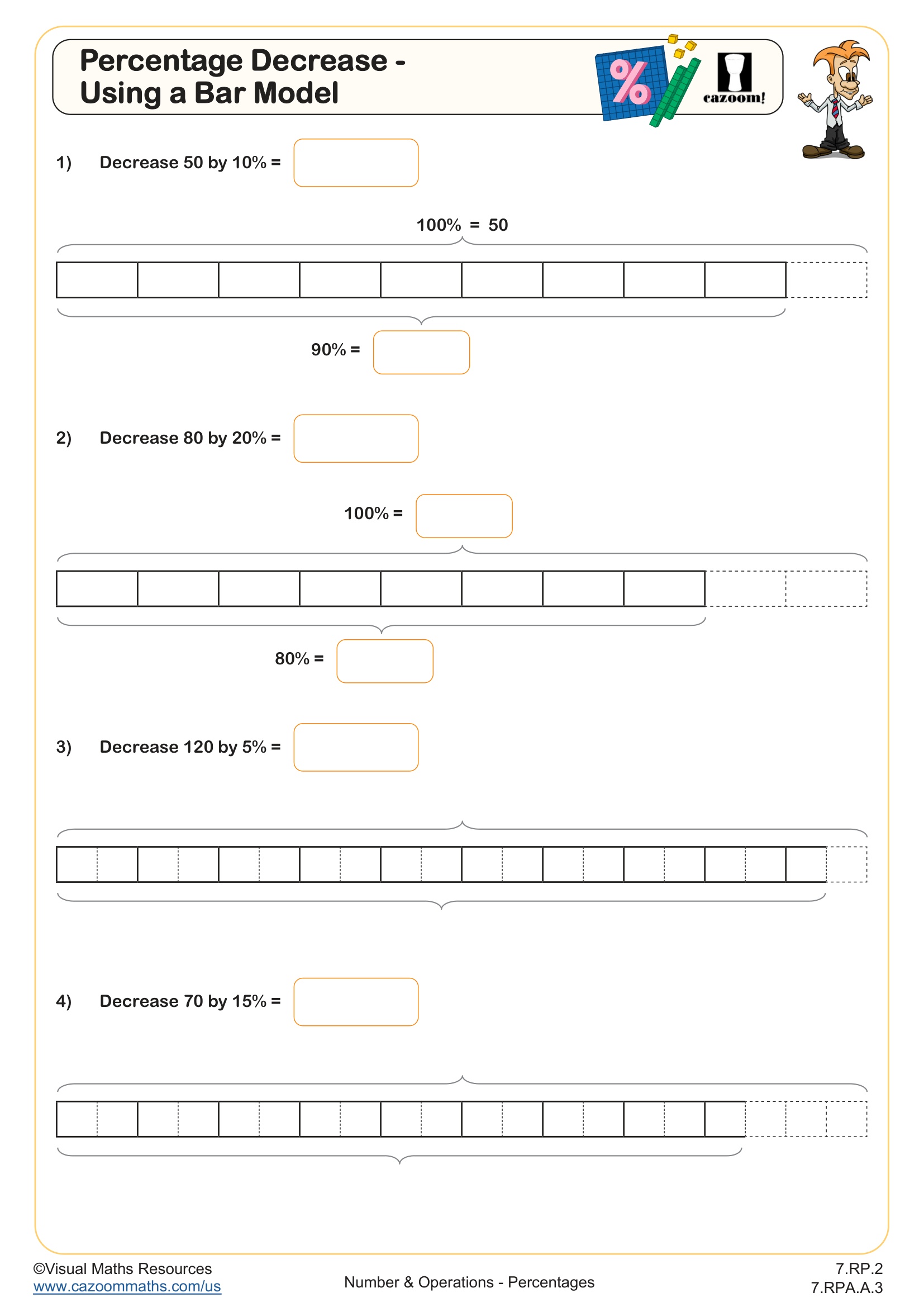 Preview of Percentage Decrease - Using a Bar Model
