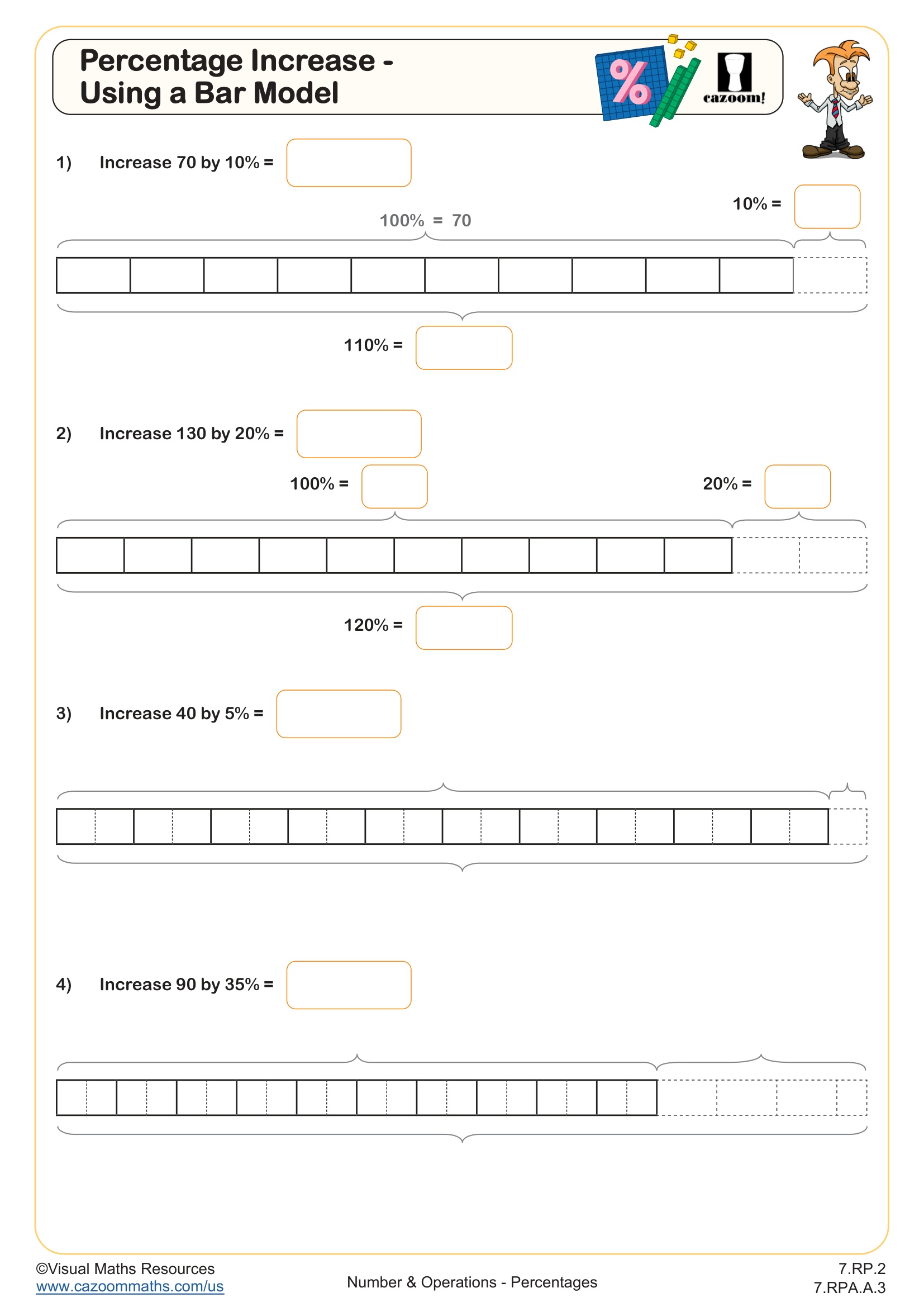 Preview of Percentage Increase - Using a Bar Model