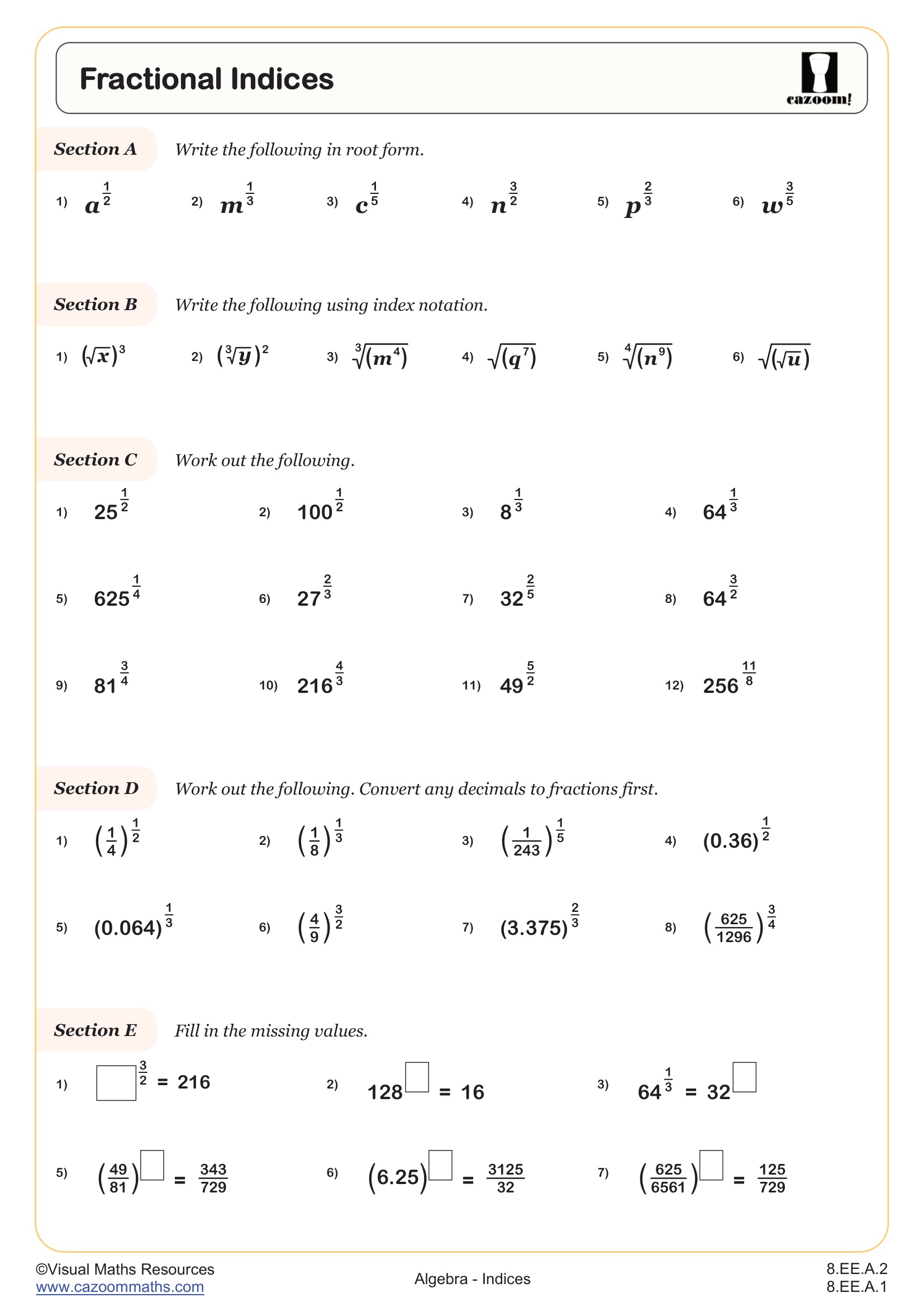 Preview of Fractional Indices