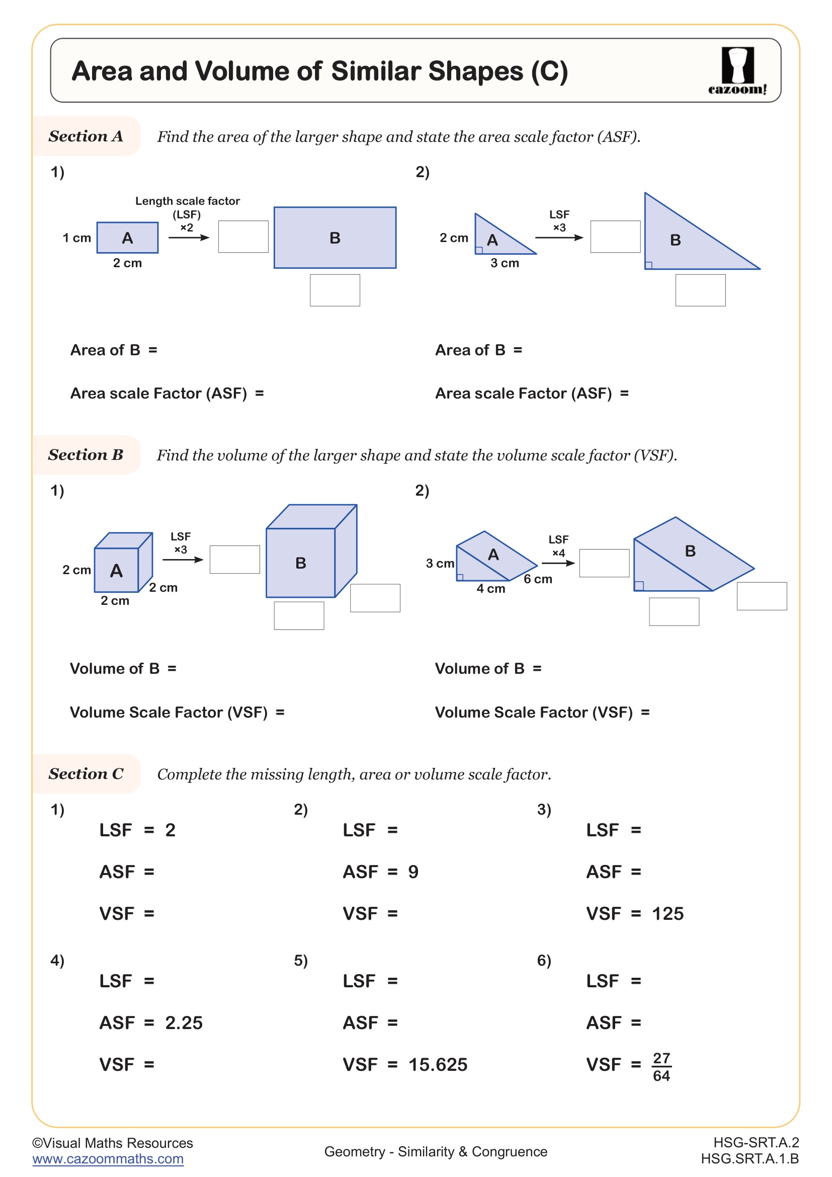 Preview of Area and Volume of Similar Shapes (C)