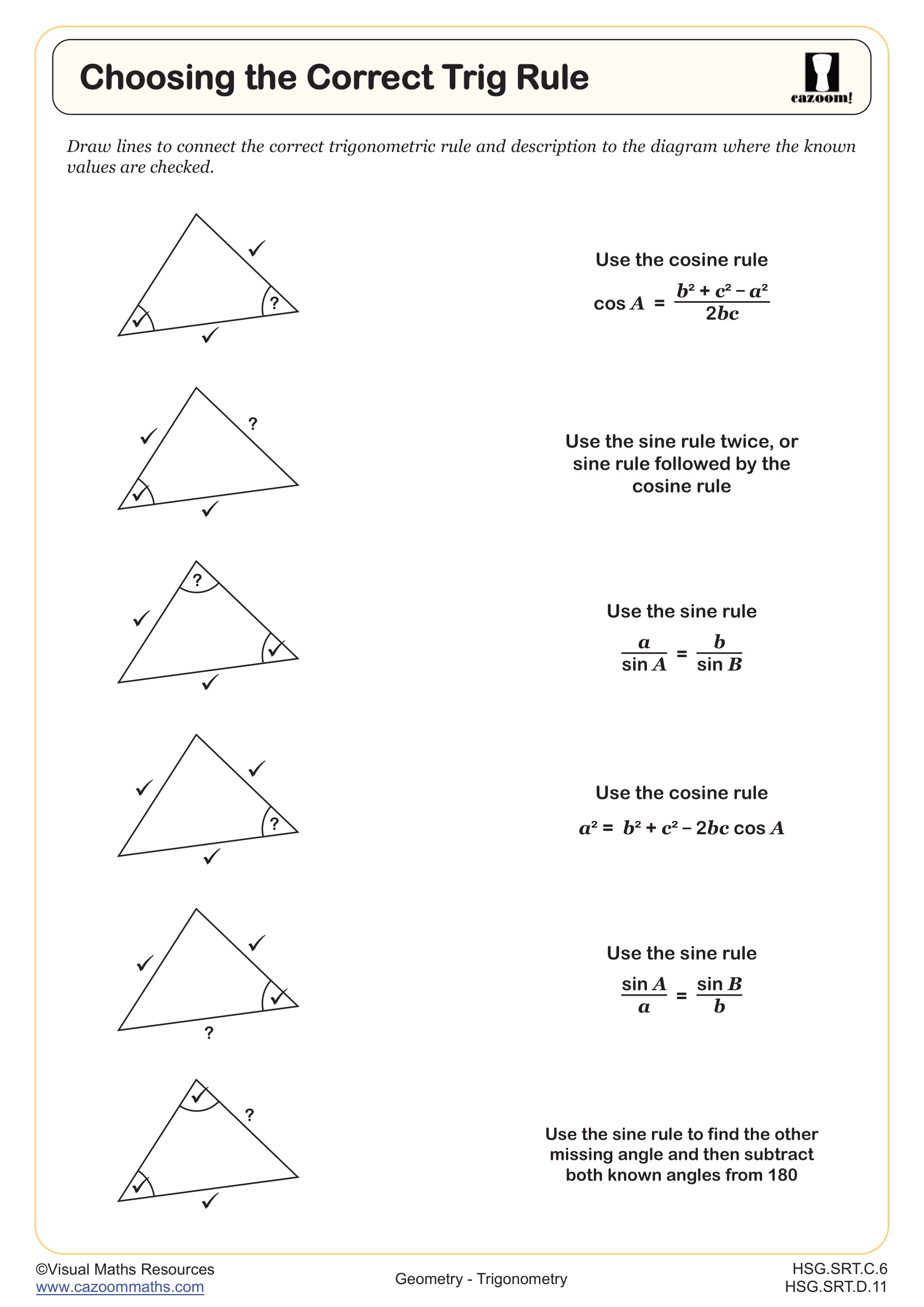 Preview of Choosing the Correct Trig Rule