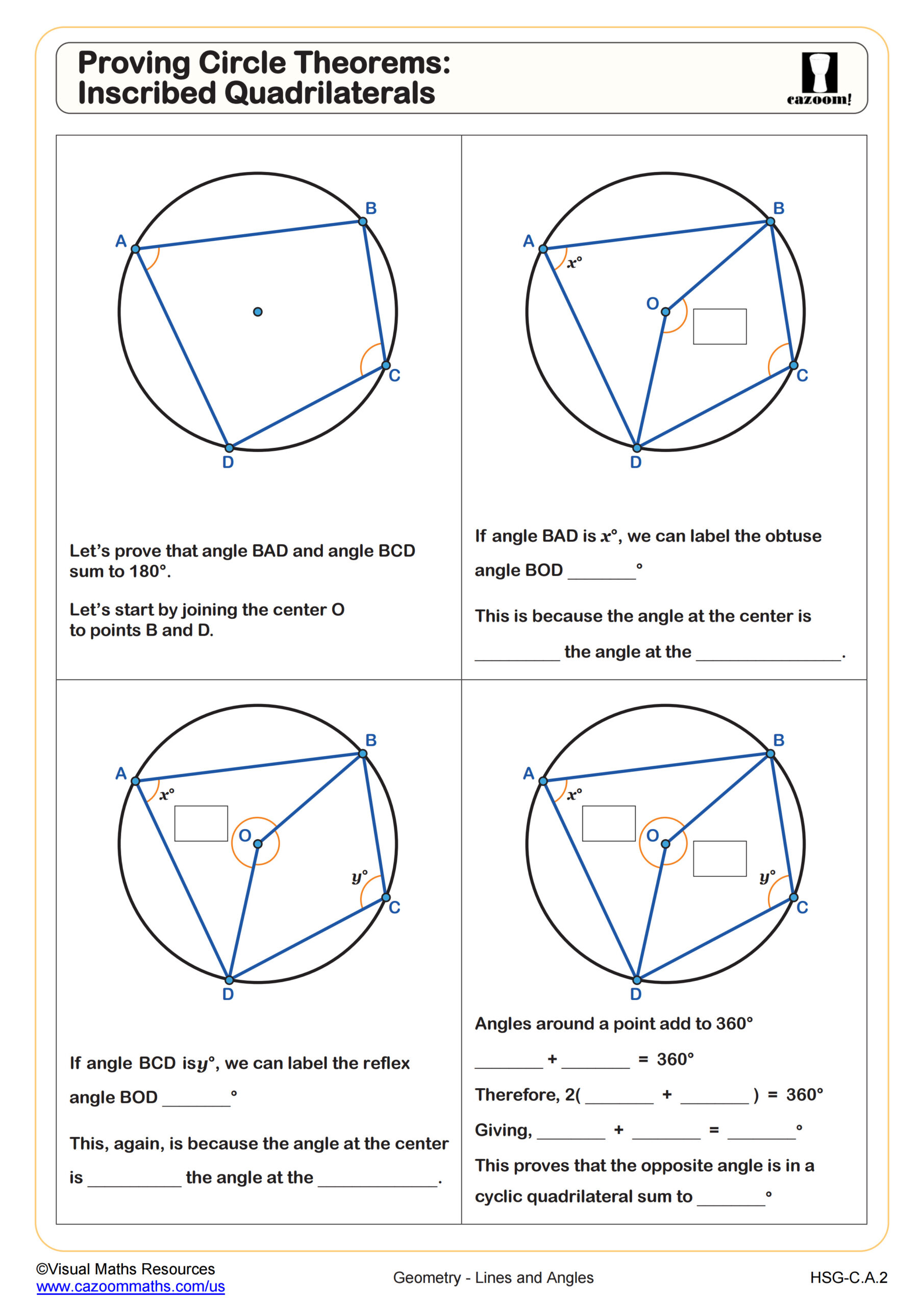 Preview of Proving Circle Theorems: Inscribed Quadrilaterals
