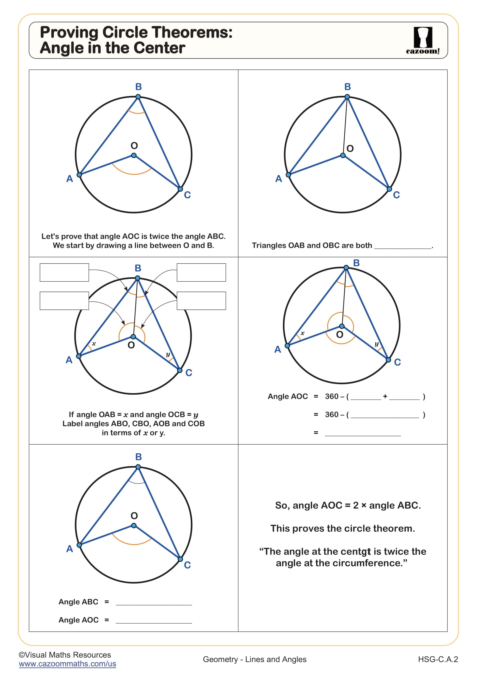 Preview of Proving Circle Theorems: Angle in the Center