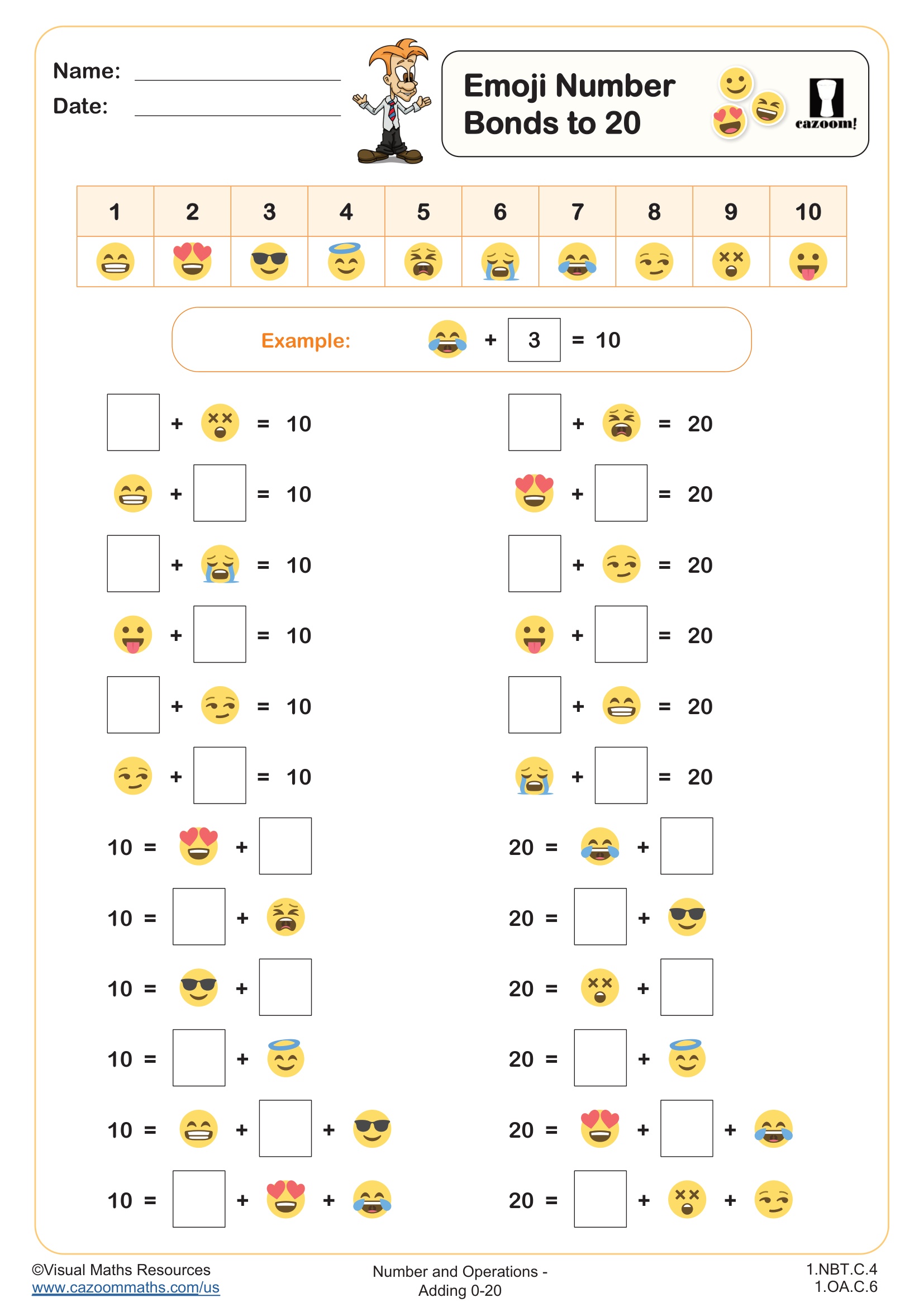 Preview of Emoji Number Bonds to 20