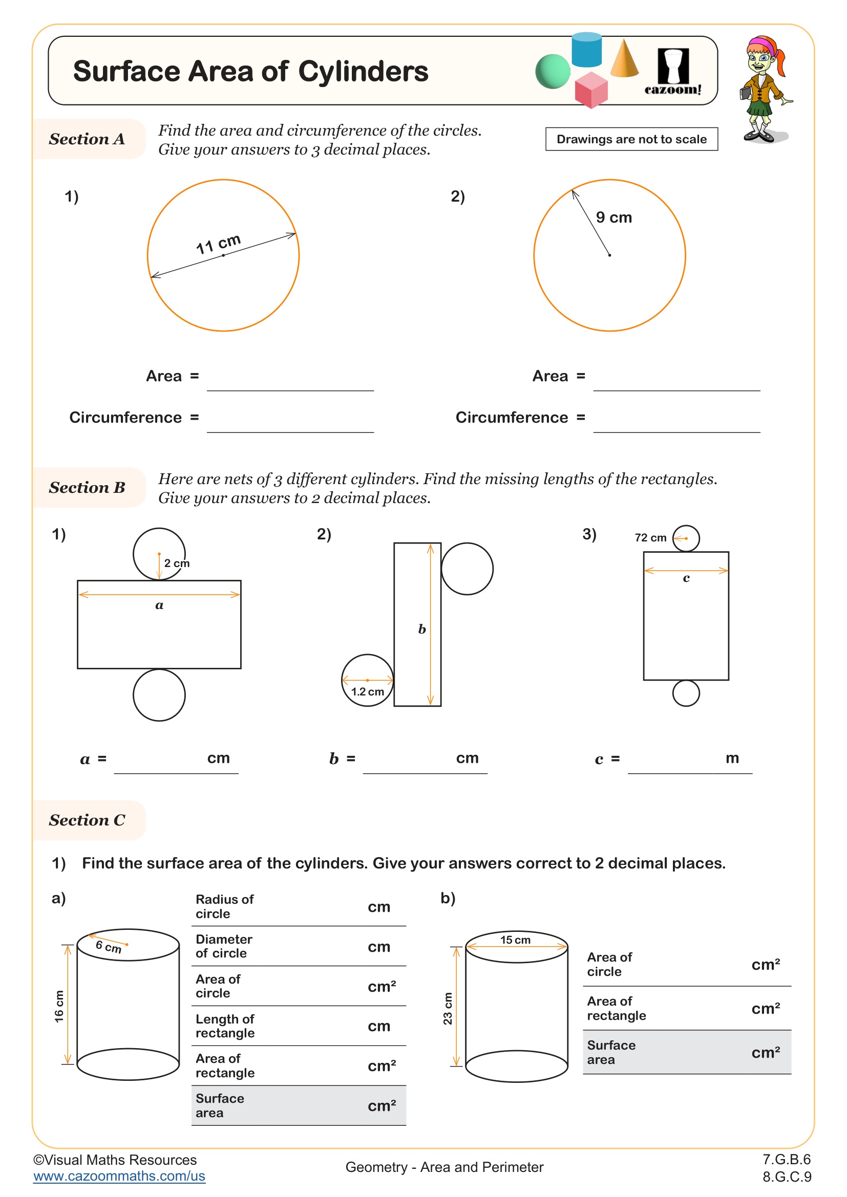 Preview of Surface Area of Cylinders