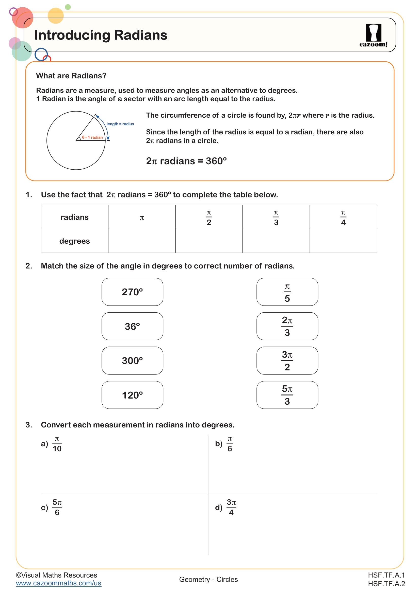 Preview of Introducing Radians