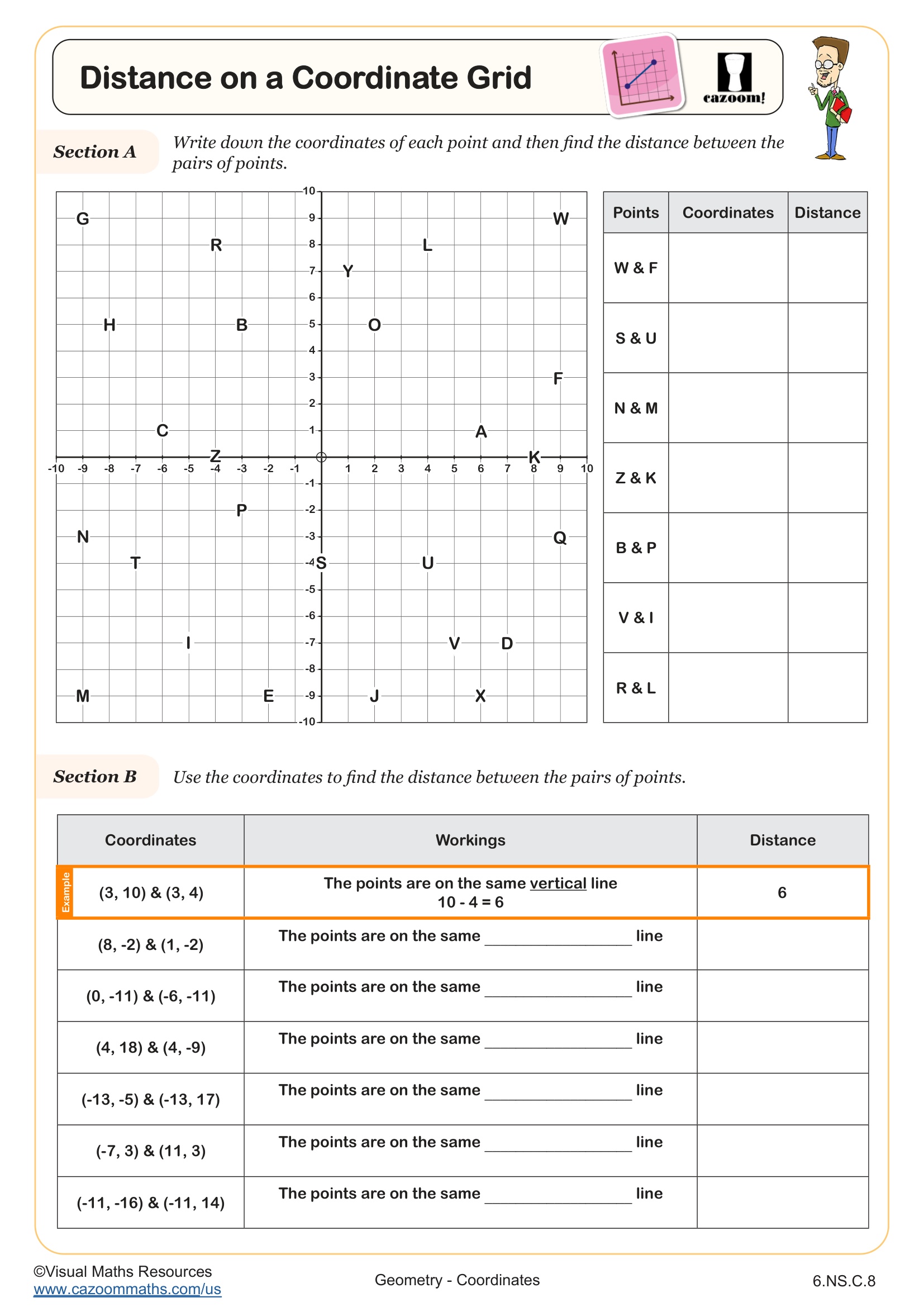 Preview of Distance on a Coordinate Grid