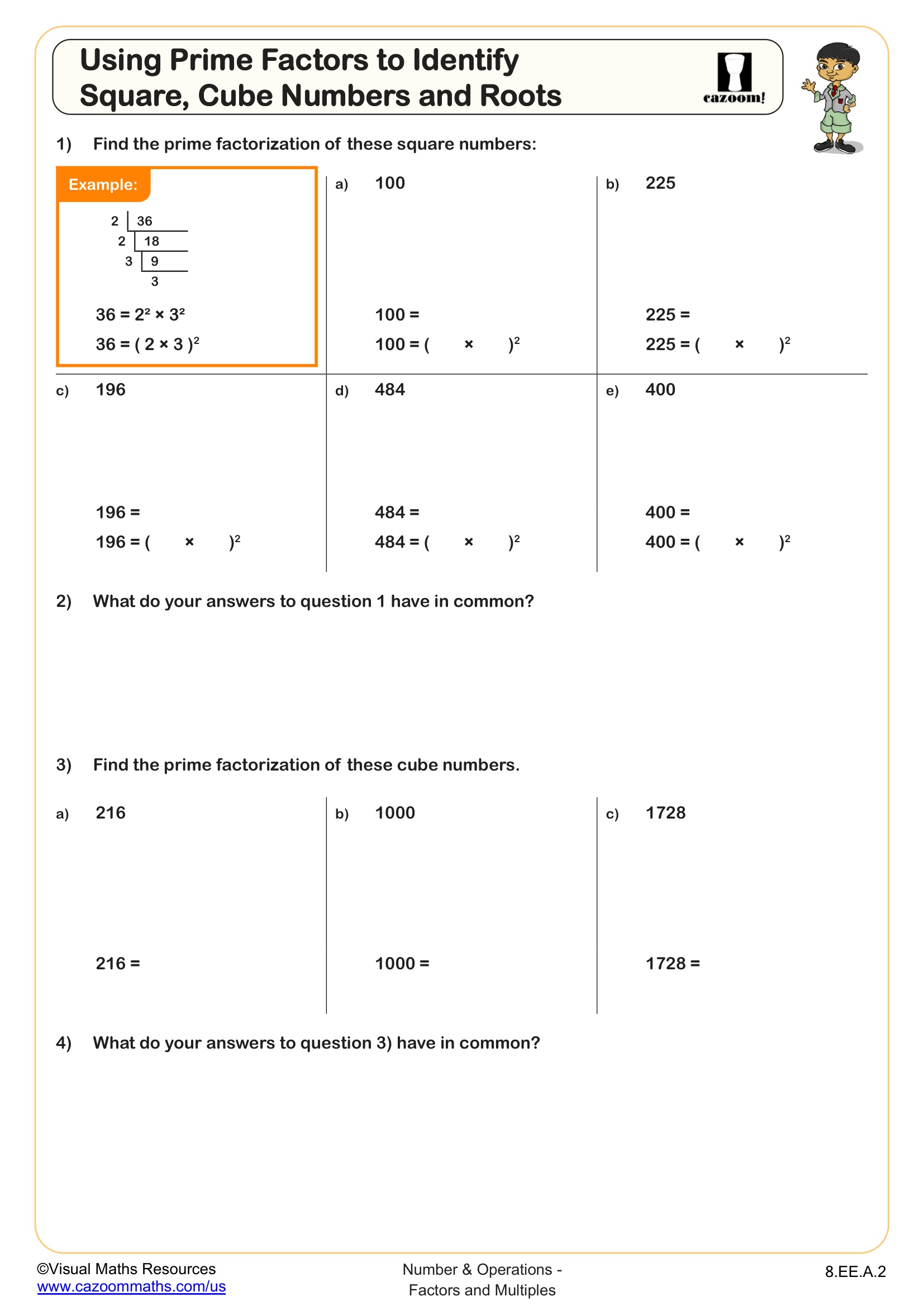 Preview of Using Prime Factors to Identify Square, Cube Numbers and Roots