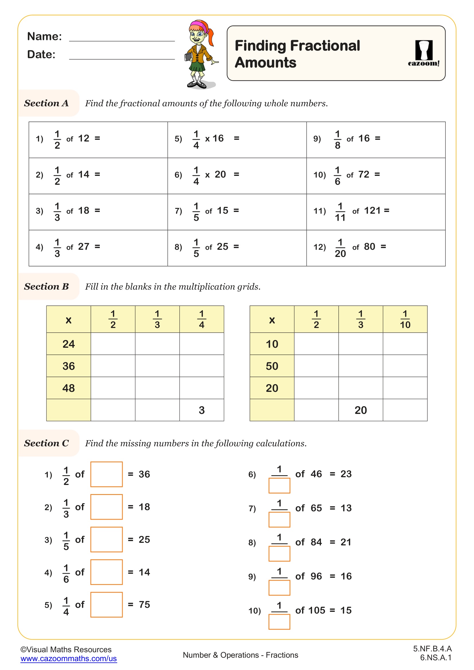 Preview of Finding Fractional Amounts